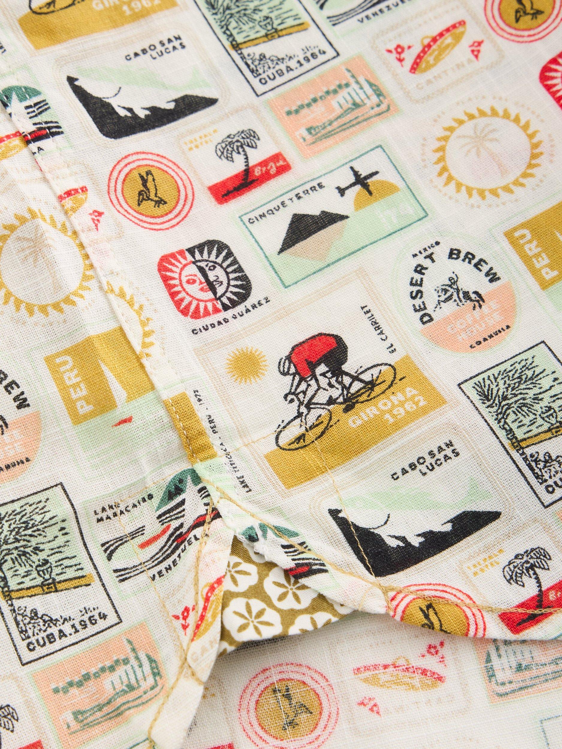 Product image 6 of 6, which shows White Stuff Finsbury Cotton Regular Fit Graphic Shirt, Natural/Multi, XS
