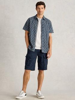 White Stuff Finsbury Organic Cotton Regular Fit Print Shirt, Navy/Multi, Navy/Multi