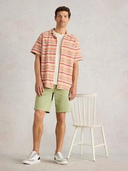 White Stuff Organic Cotton Regular Fit Horizontal Stripe Shirt, Red/Multi, Red/Multi