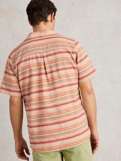 White Stuff Organic Cotton Regular Fit Horizontal Stripe Shirt, Red/Multi - view 2, Red/Multi