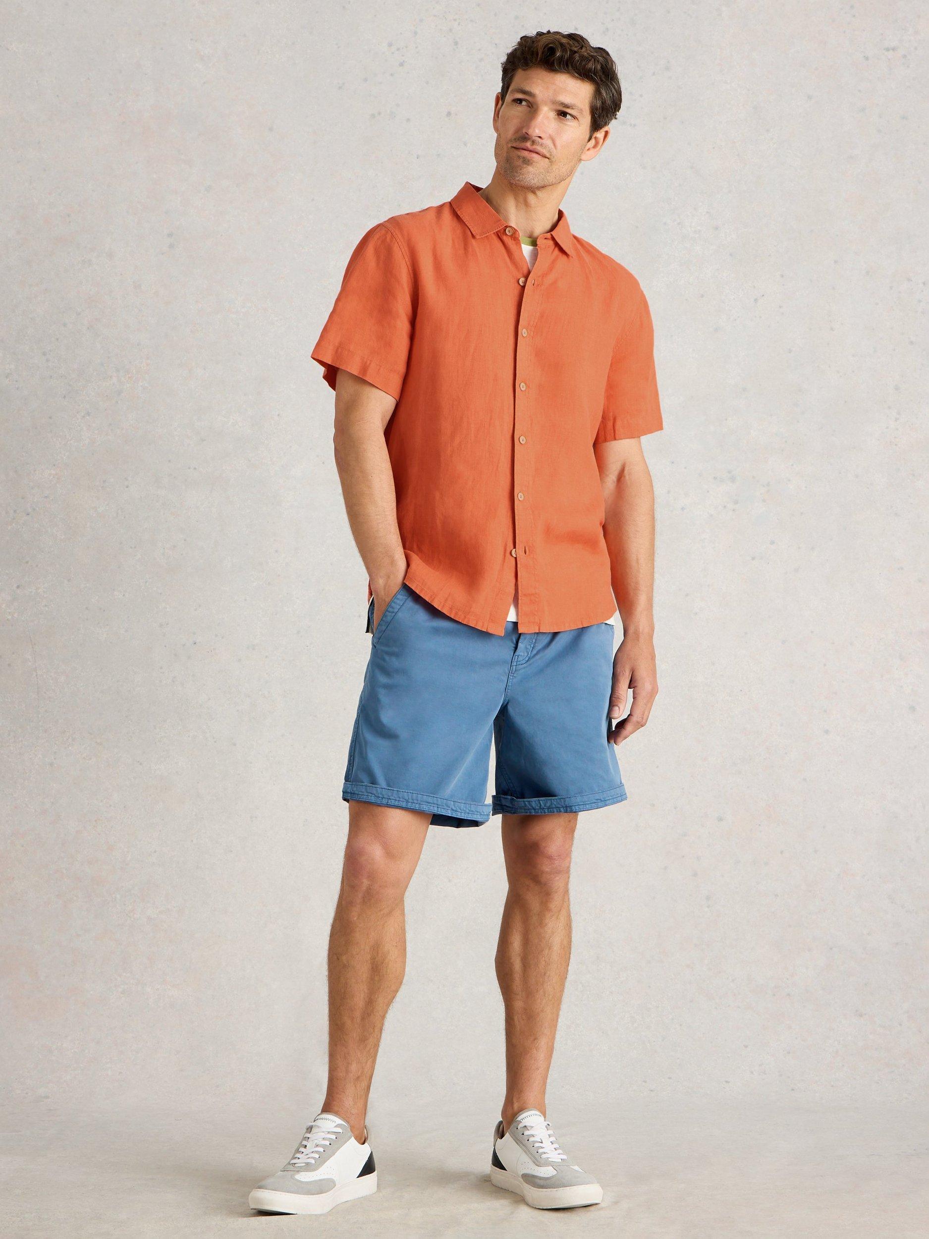 Product image 1 of 6, which shows White Stuff Keswick Linen Regular Fit Shirt, Dark Orange, XXL