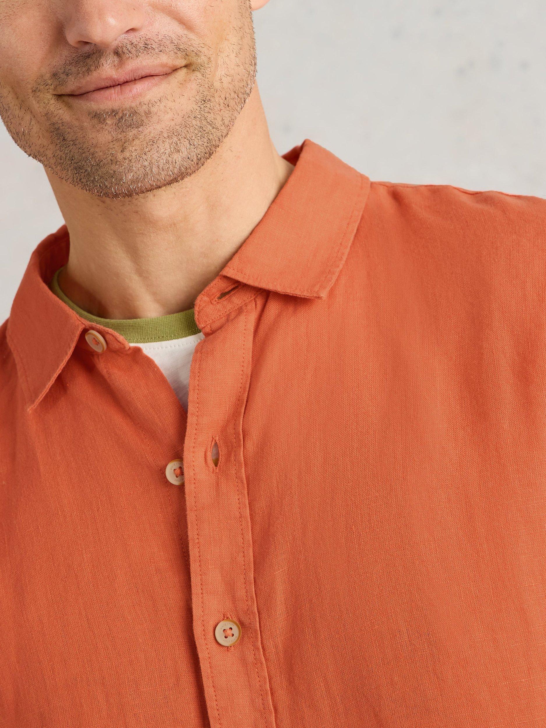 Product image 3 of 6, which shows White Stuff Keswick Linen Regular Fit Shirt, Dark Orange, XXL