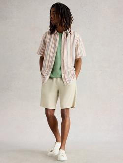 White Stuff Keswick Linen Blend Regular Fit Stripe Shirt, Green/Multi, Green/Multi