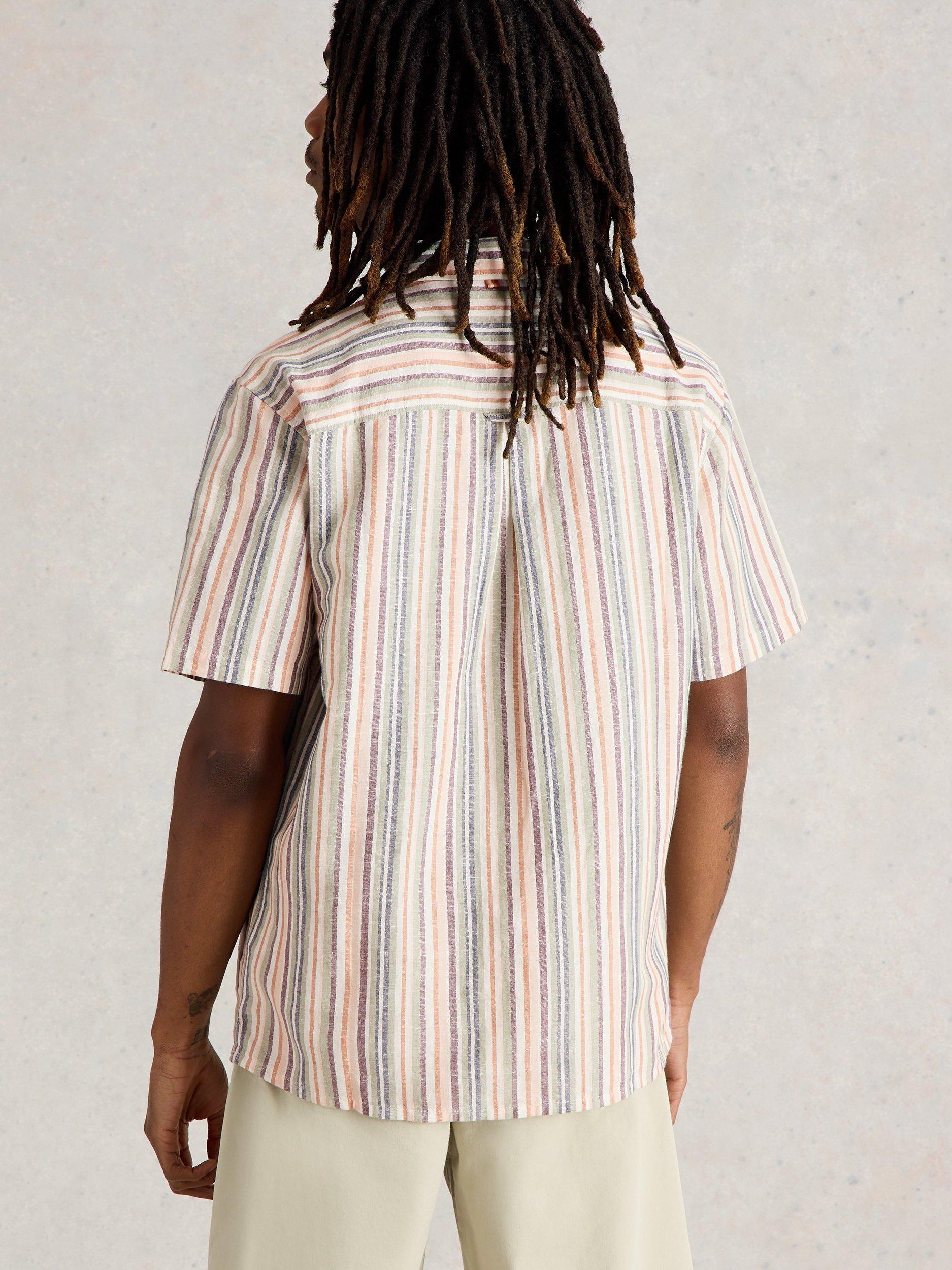 Product image 2 of 6, which shows White Stuff Keswick Linen Blend Regular Fit Stripe Shirt, Green/Multi, XS