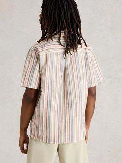 White Stuff Keswick Linen Blend Regular Fit Stripe Shirt, Green/Multi - view 2, Green/Multi