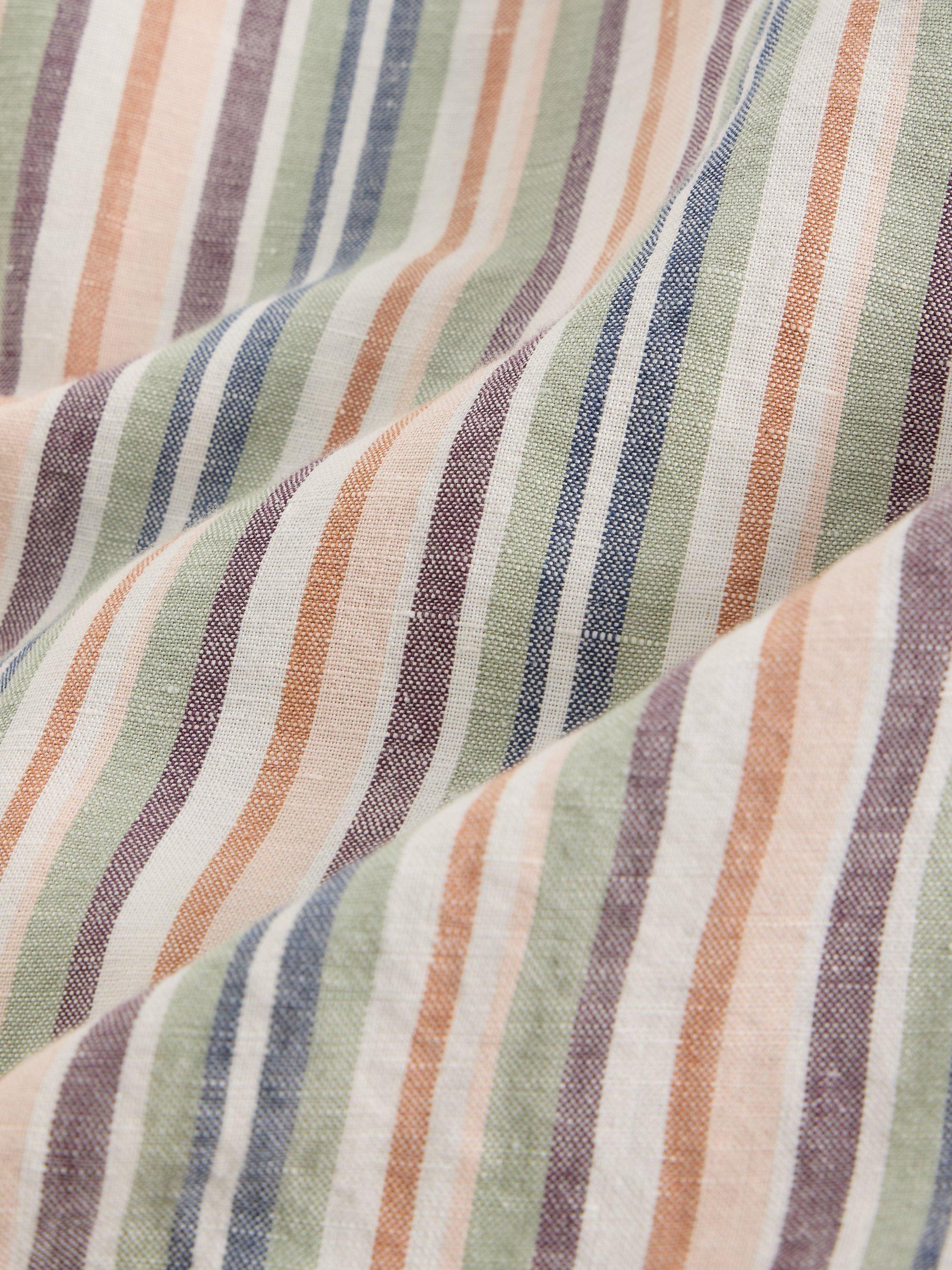 Product image 6 of 6, which shows White Stuff Keswick Linen Blend Regular Fit Stripe Shirt, Green/Multi, XS