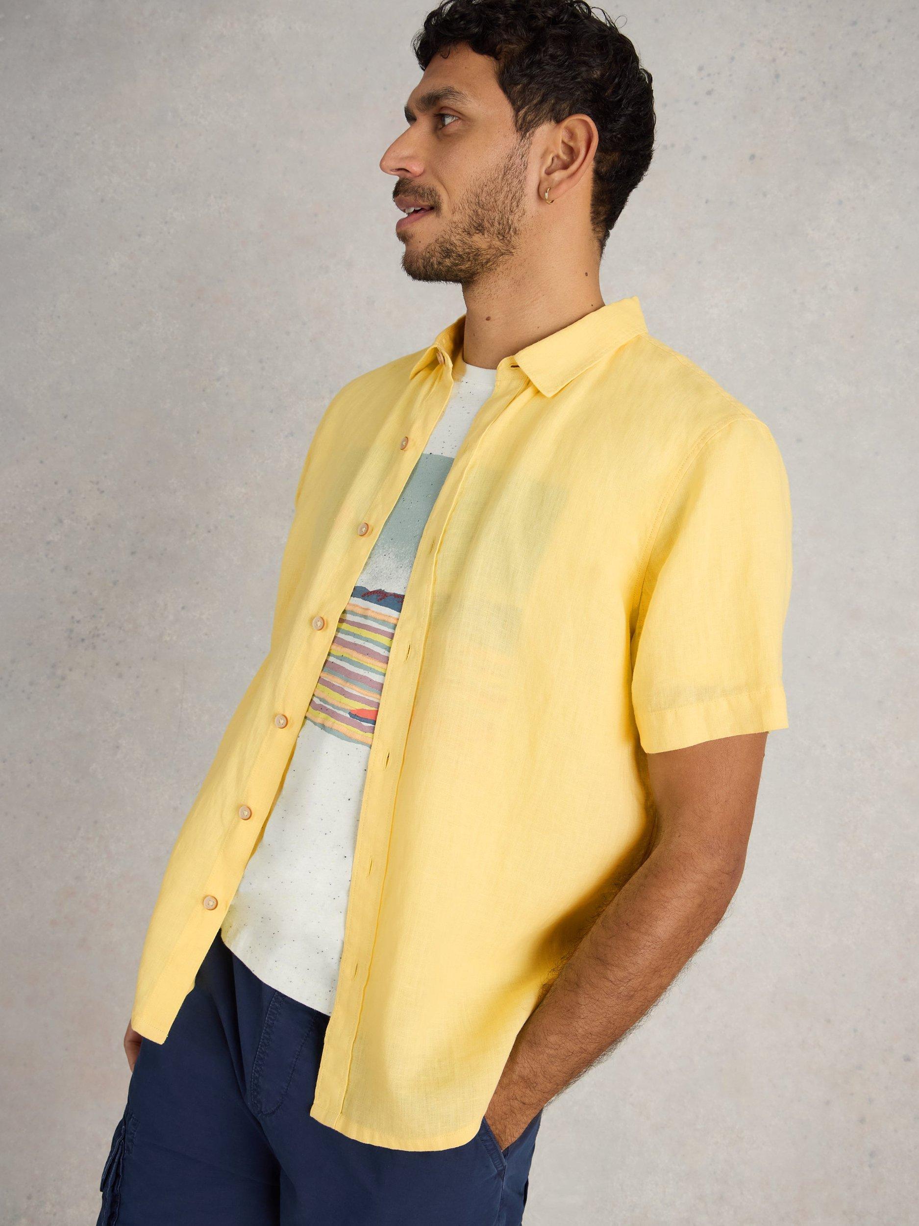 Product image 3 of 6, which shows White Stuff Keswick Linen Regular Fit Shirt, Yellow, XS