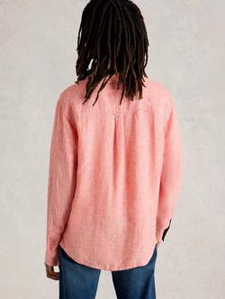 White Stuff Keswick Linen Regular Fit Shirt, Mid Pink - view 2, Mid Pink