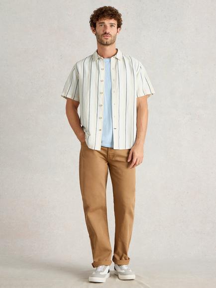 White Stuff Keswick Linen Regular Fit Stripe Shirt, Grey/Multi, Grey/Multi