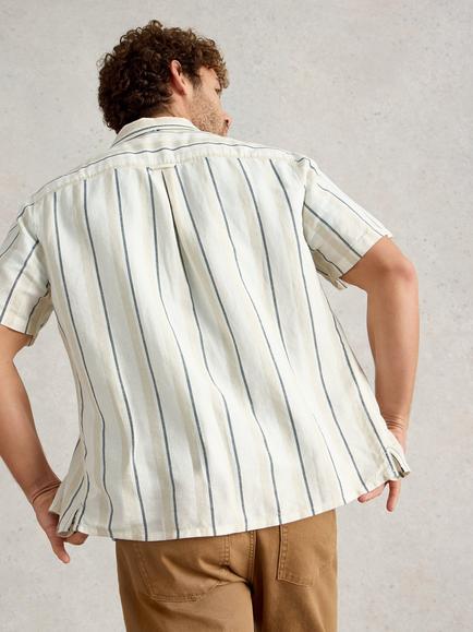 White Stuff Keswick Linen Regular Fit Stripe Shirt, Grey/Multi - view 2, Grey/Multi