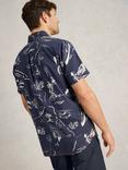 White Stuff Linen Blend Regular Fit Map Print Shirt, Navy Blue