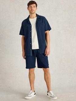 White Stuff Cotton Regular Fit Rib Texture Shirt, Dark Navy, Dark Navy