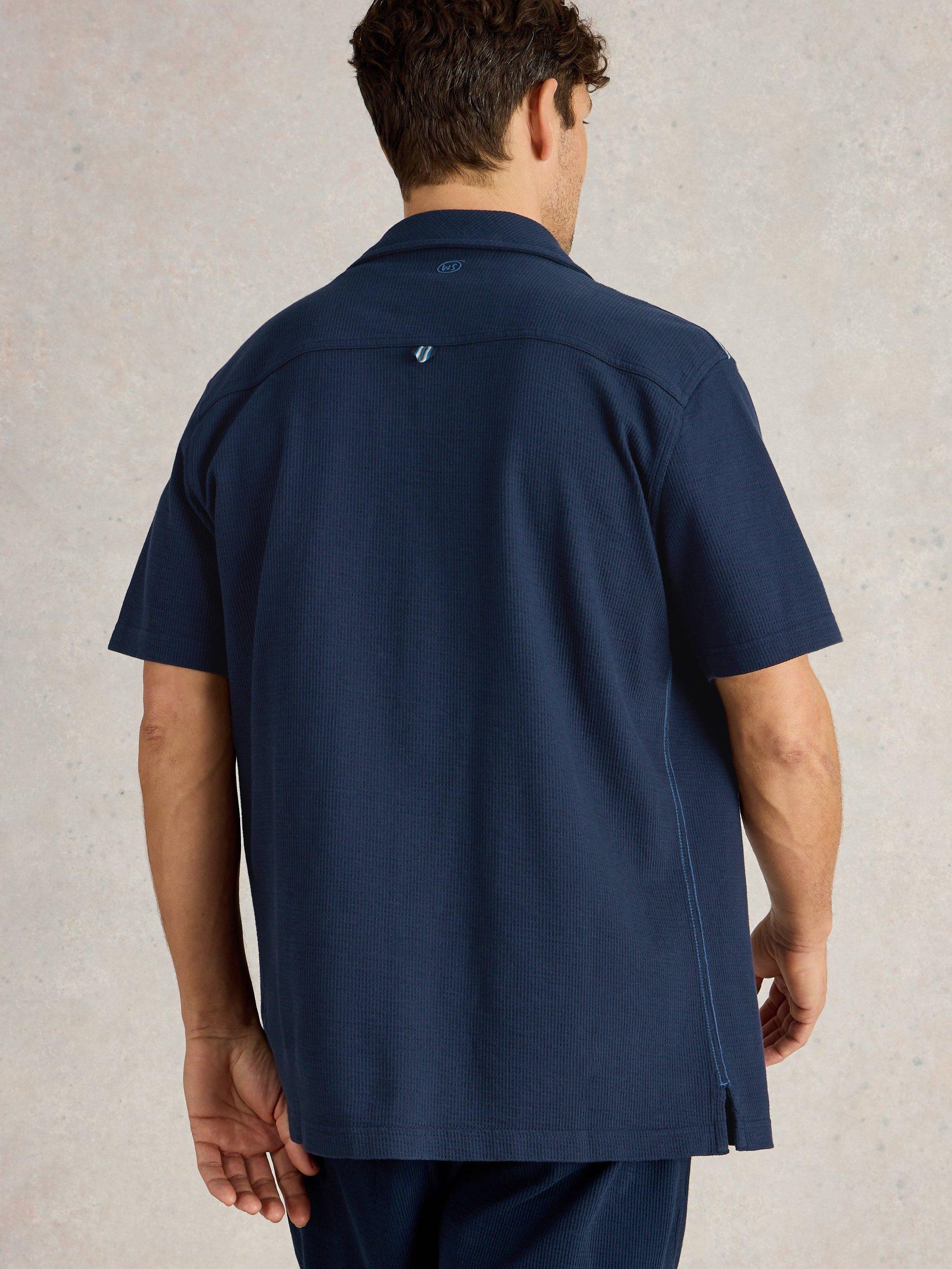 Product image 2 of 6, which shows White Stuff Cotton Regular Fit Rib Texture Shirt, Dark Navy, XS