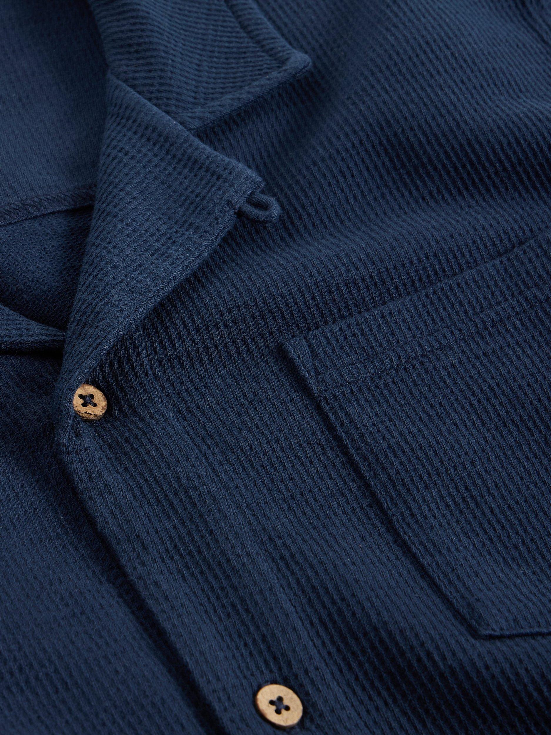 Product image 6 of 6, which shows White Stuff Cotton Regular Fit Rib Texture Shirt, Dark Navy, XS