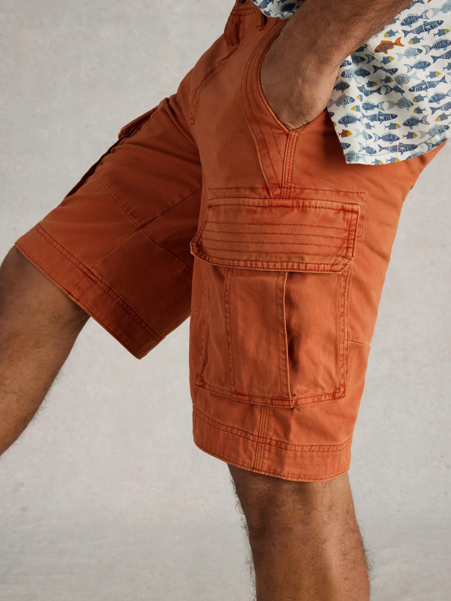 Product image 3 of 6, which shows White Stuff Organic Cotton Halsall Shorts, Orange, 30R