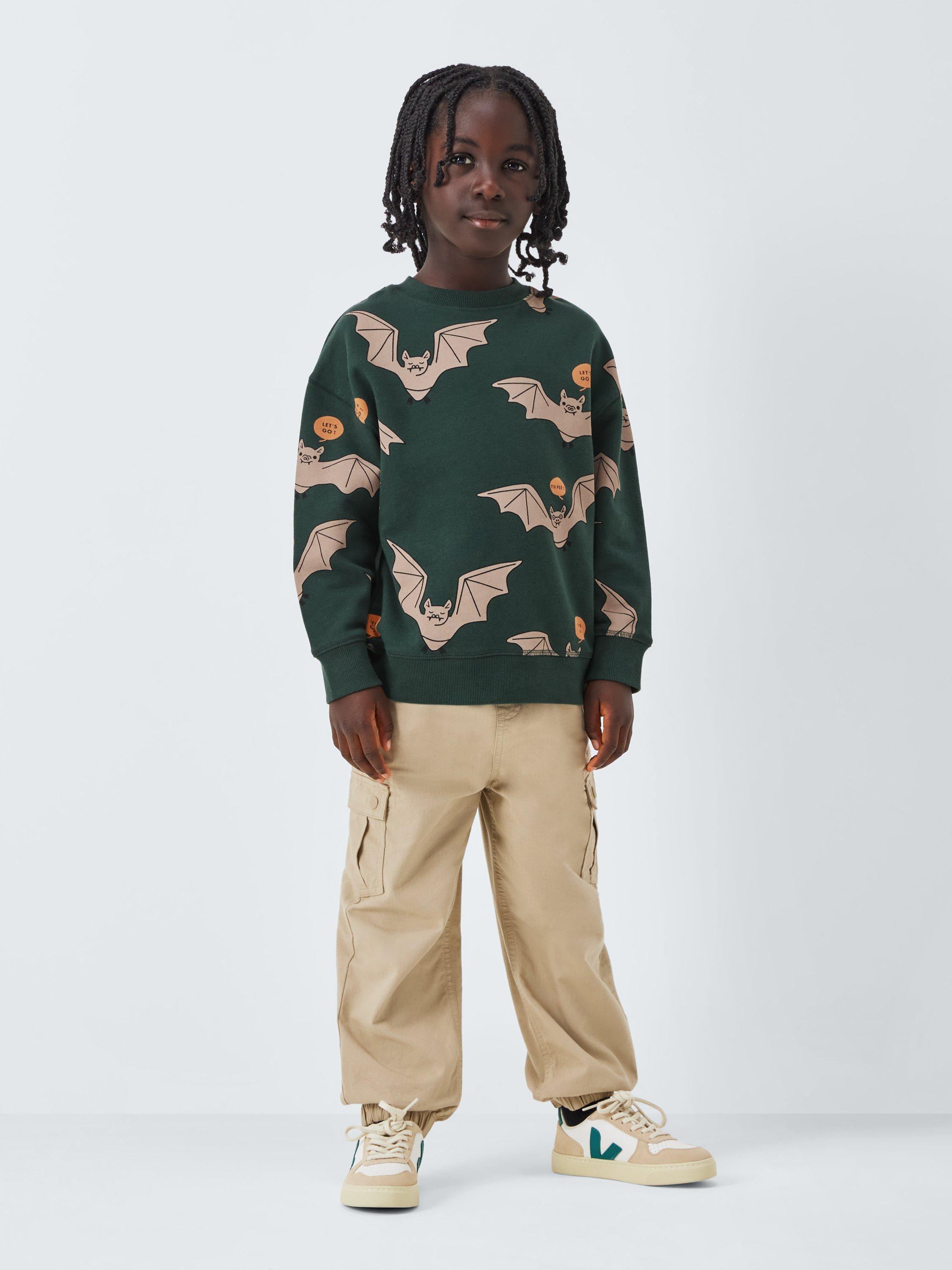 Product image 2 of 6, which shows John Lewis Kids' Bat Graphic Sweatshirt, Bat Print, 3 years