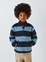 John Lewis Kids' Stripe 1/2 Zip Sweatshirt, Blue/Navy Stripe