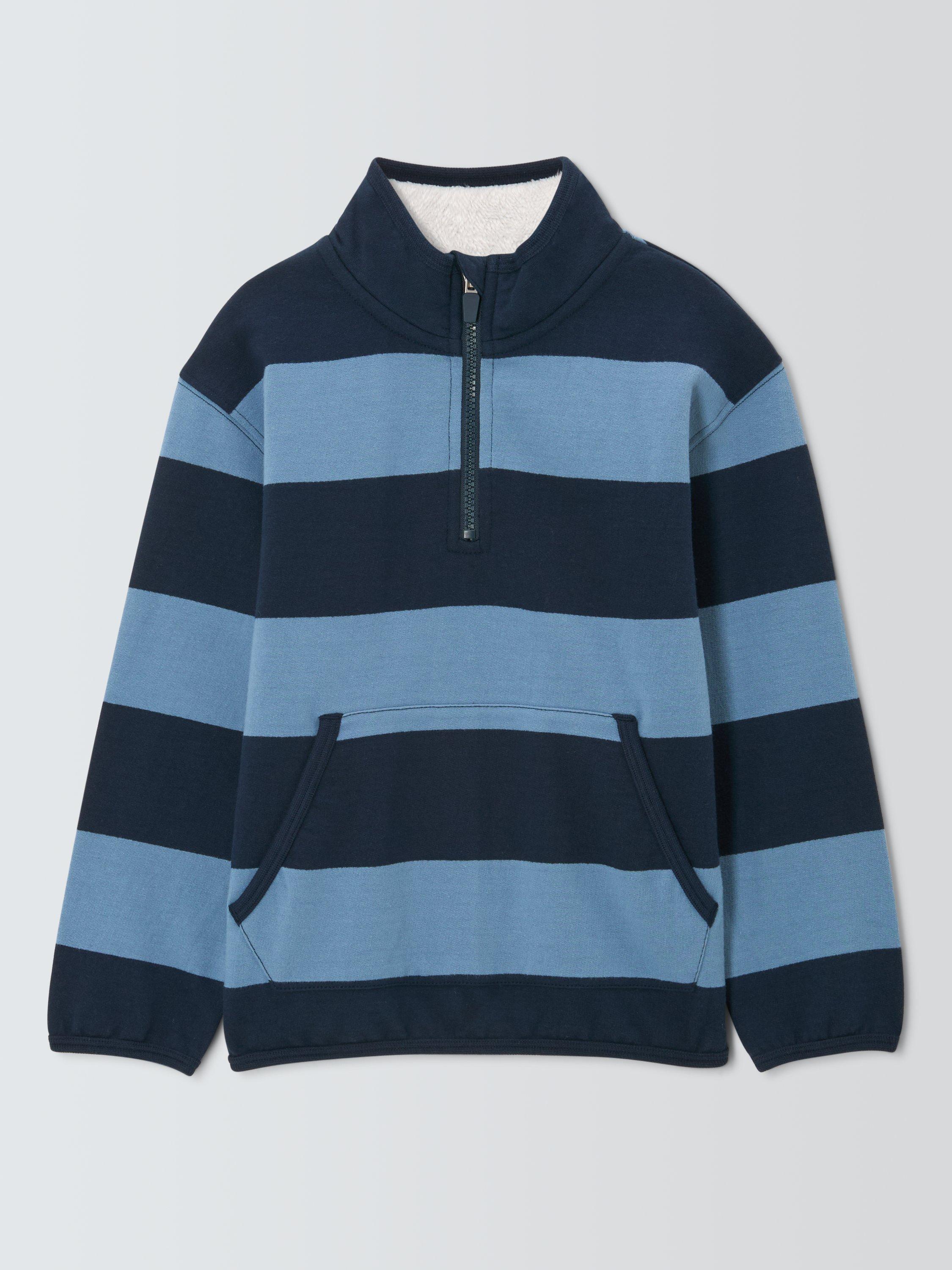 Product image 3 of 7, which shows John Lewis Kids' Stripe 1/2 Zip Sweatshirt, Blue/Navy Stripe, 3 years