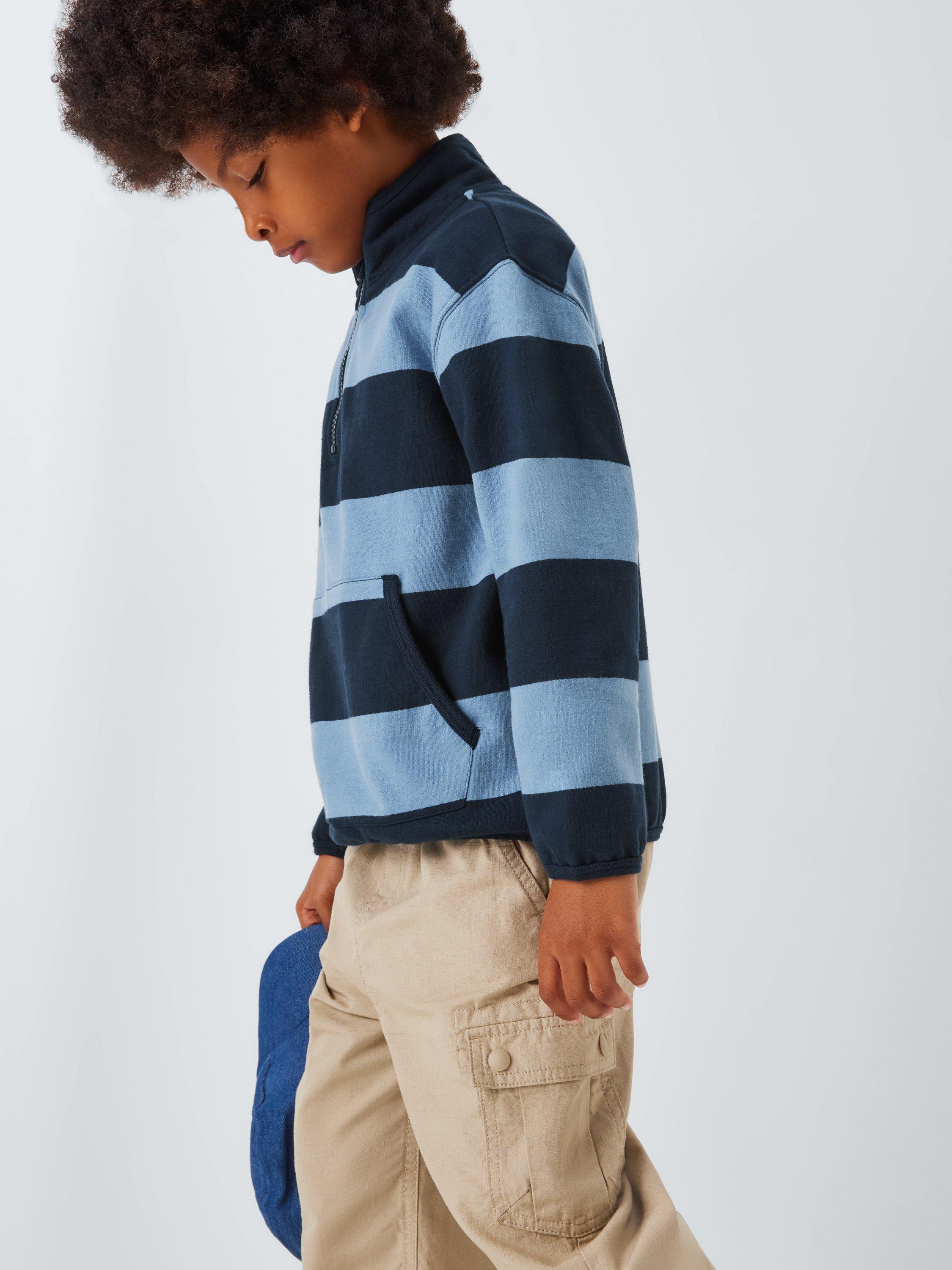 Product image 4 of 7, which shows John Lewis Kids' Stripe 1/2 Zip Sweatshirt, Blue/Navy Stripe, 3 years