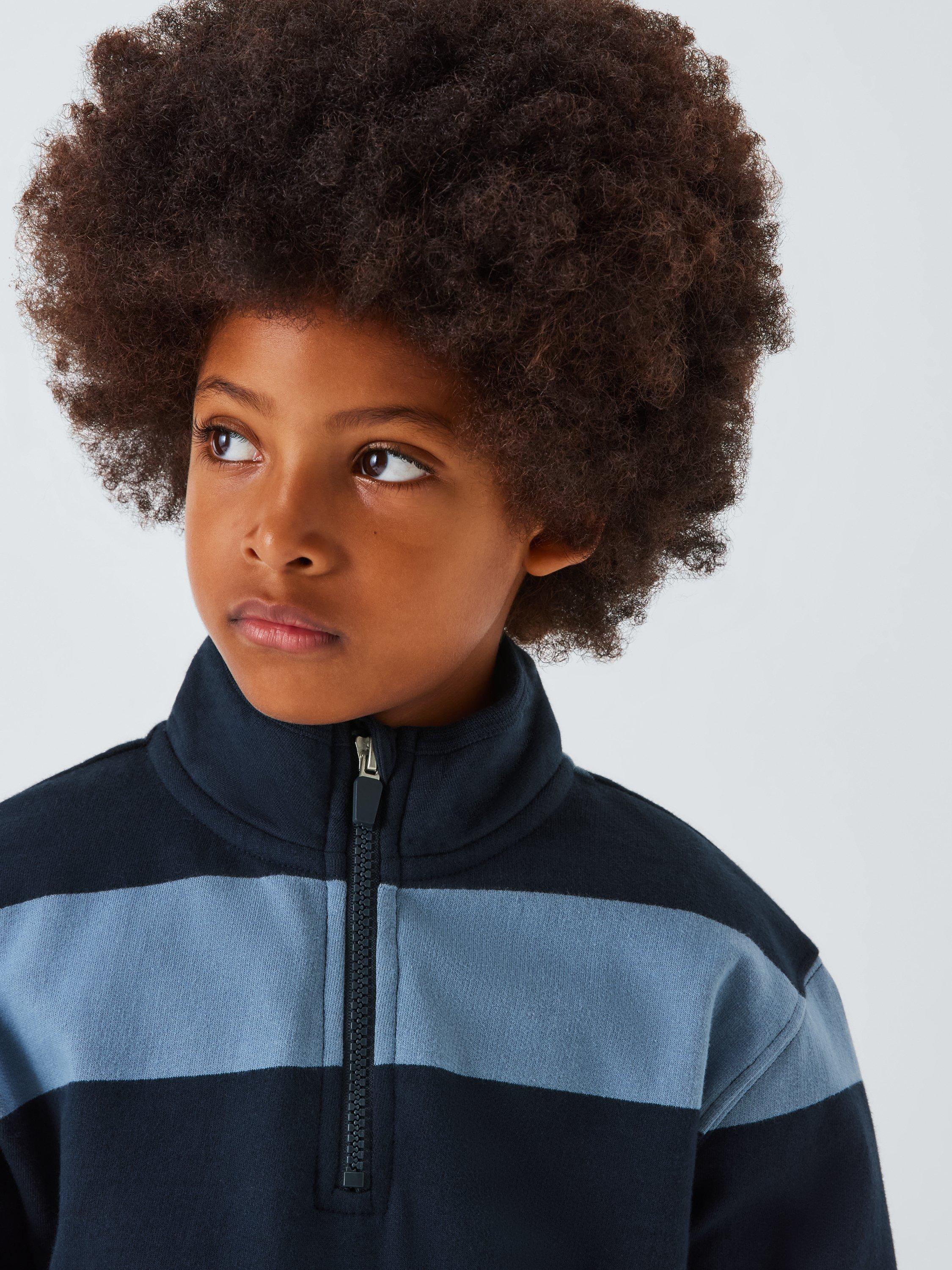 Product image 5 of 7, which shows John Lewis Kids' Stripe 1/2 Zip Sweatshirt, Blue/Navy Stripe, 3 years