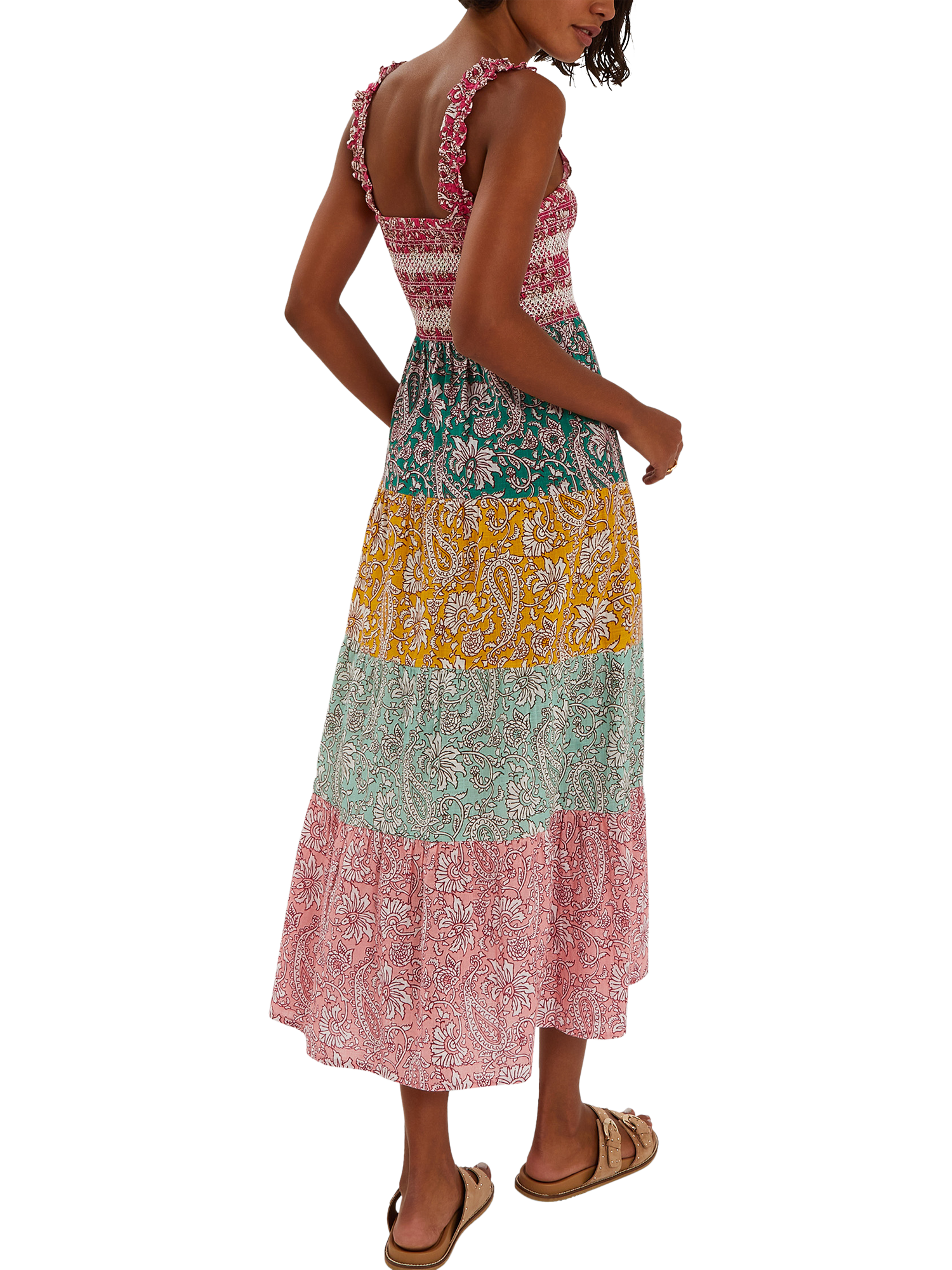 Product image 2 of 4, which shows Accessorize Paisley Print Tiered Maxi Beach Dress, Brights Multi, S