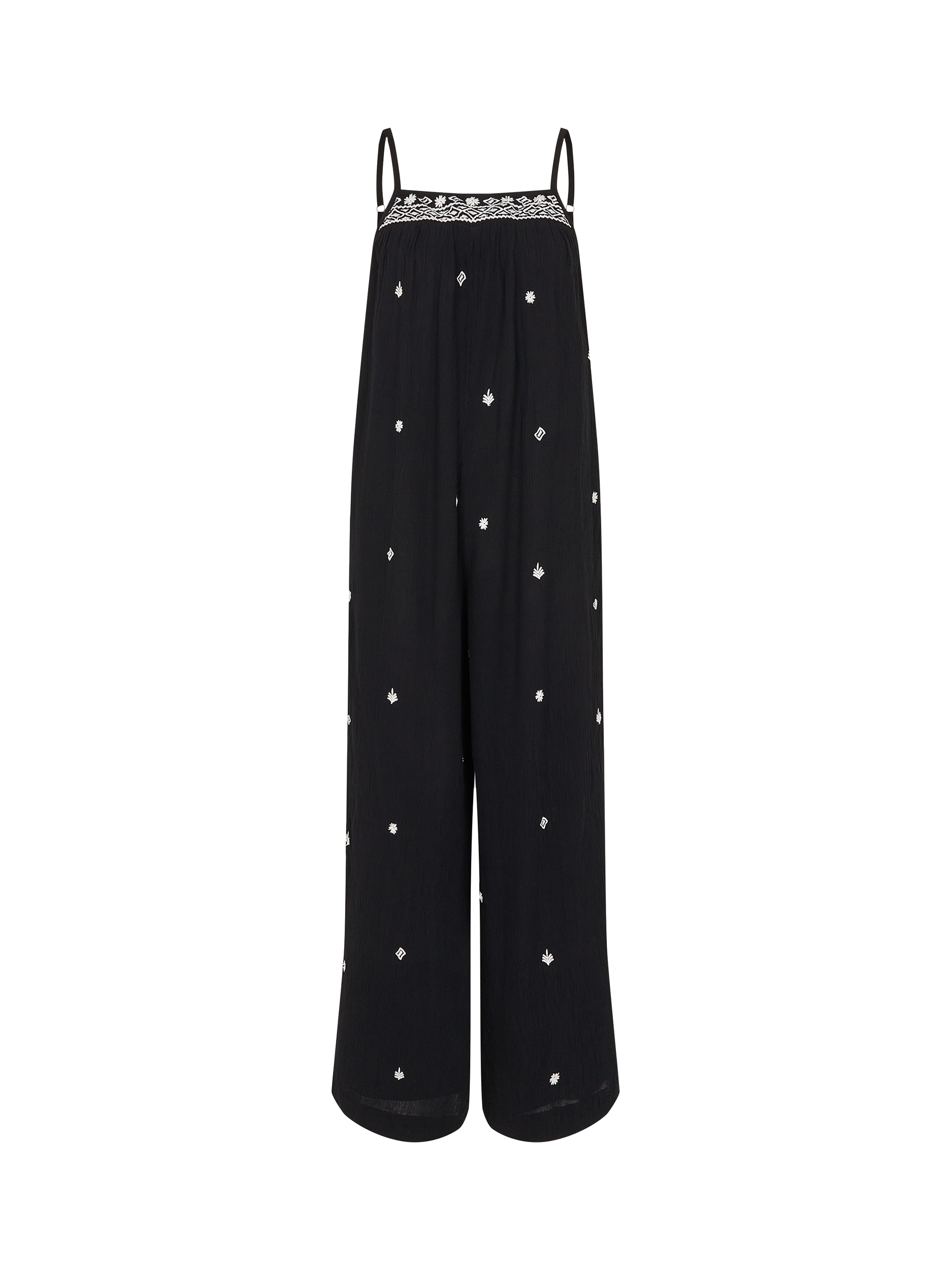 Product image 2 of 4, which shows Accessorize Embroidered Beach Jumpsuit, Black, 6