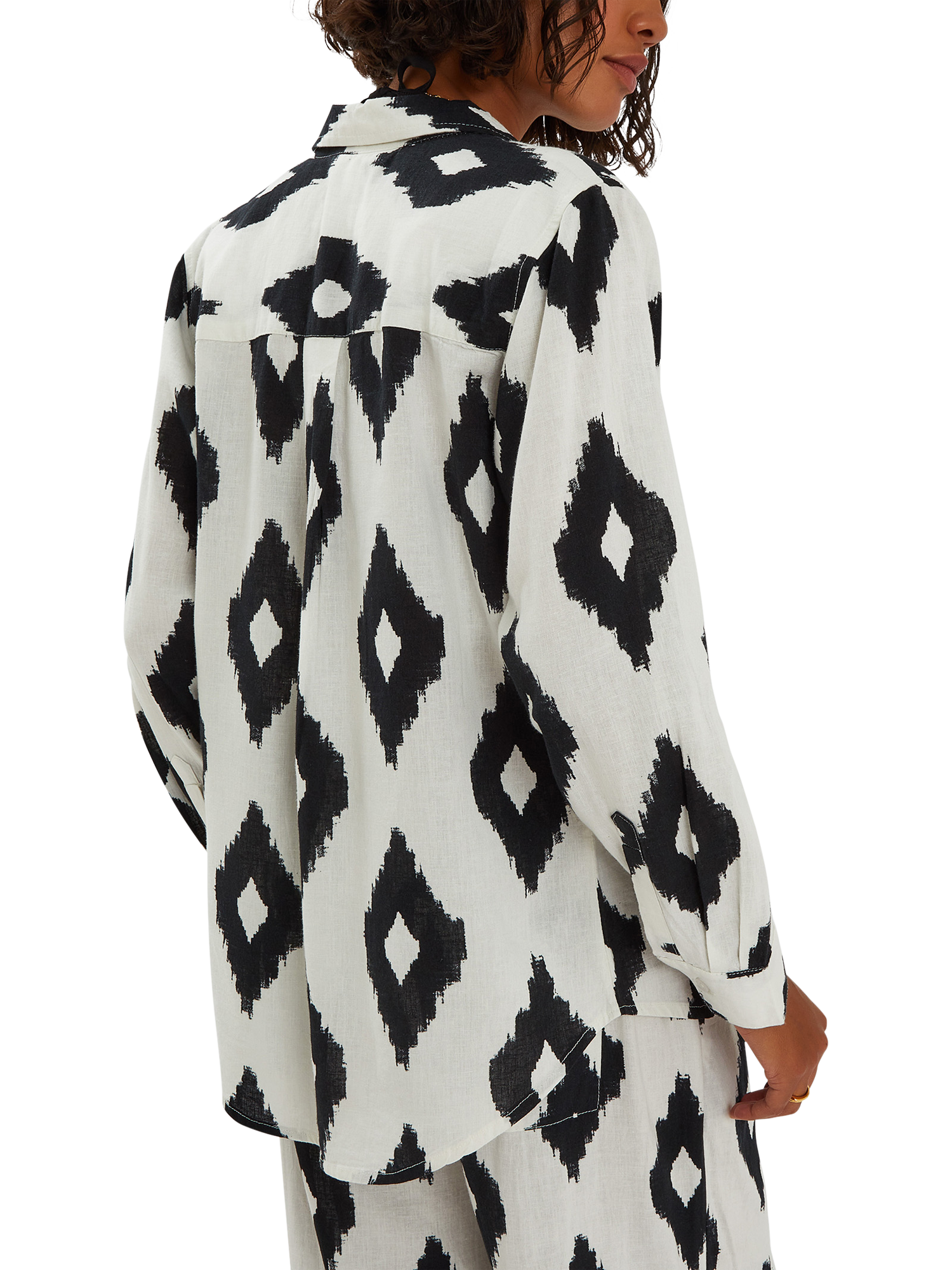 Product image 2 of 4, which shows Accessorize Abstract Diamond Print Shirt, Black/White, XS