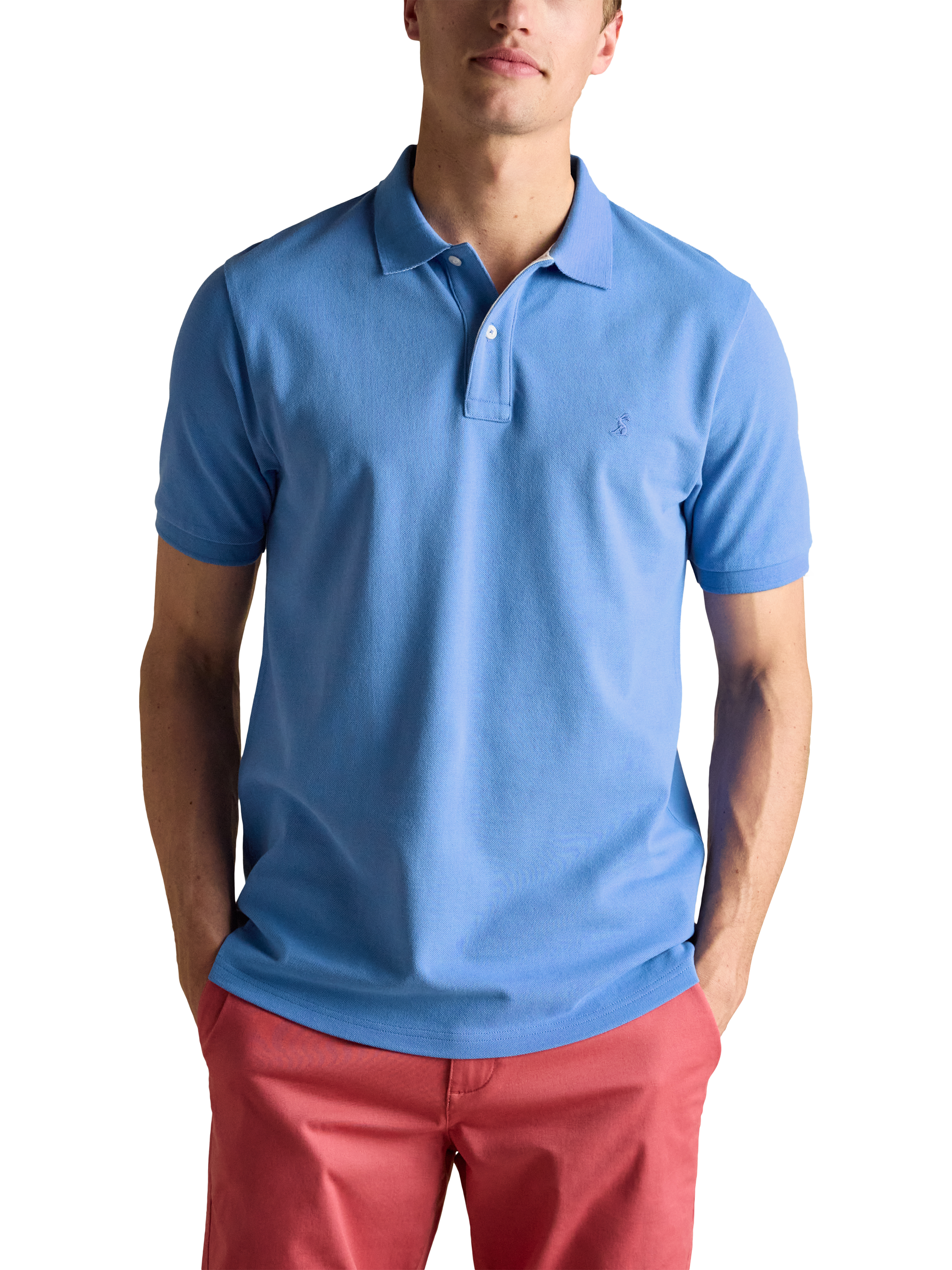 Product image 1 of 7, which shows Joules Embroidered Cotton Polo Shirt, Blue, S Reg