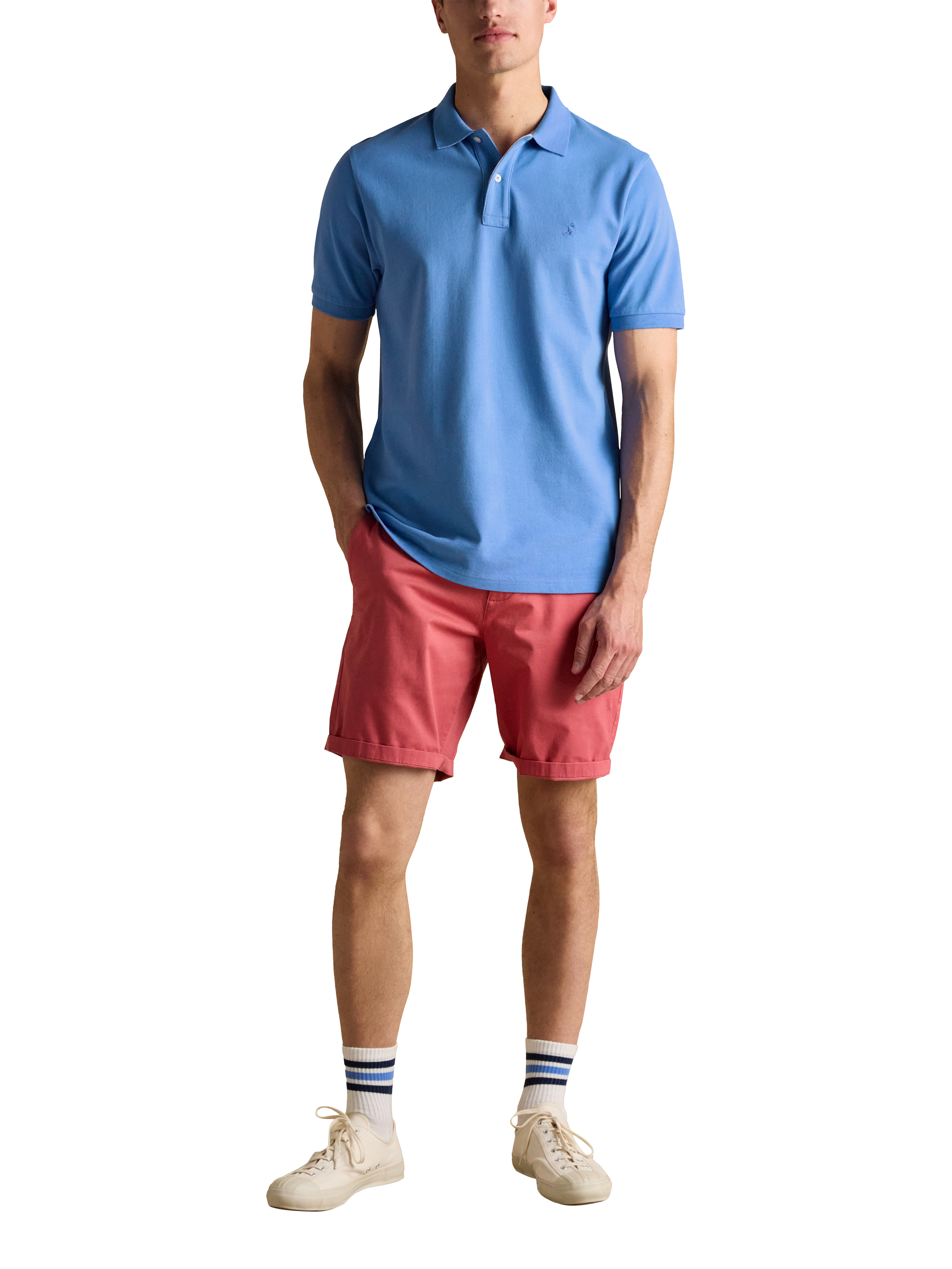 Product image 3 of 7, which shows Joules Embroidered Cotton Polo Shirt, Blue, S Reg