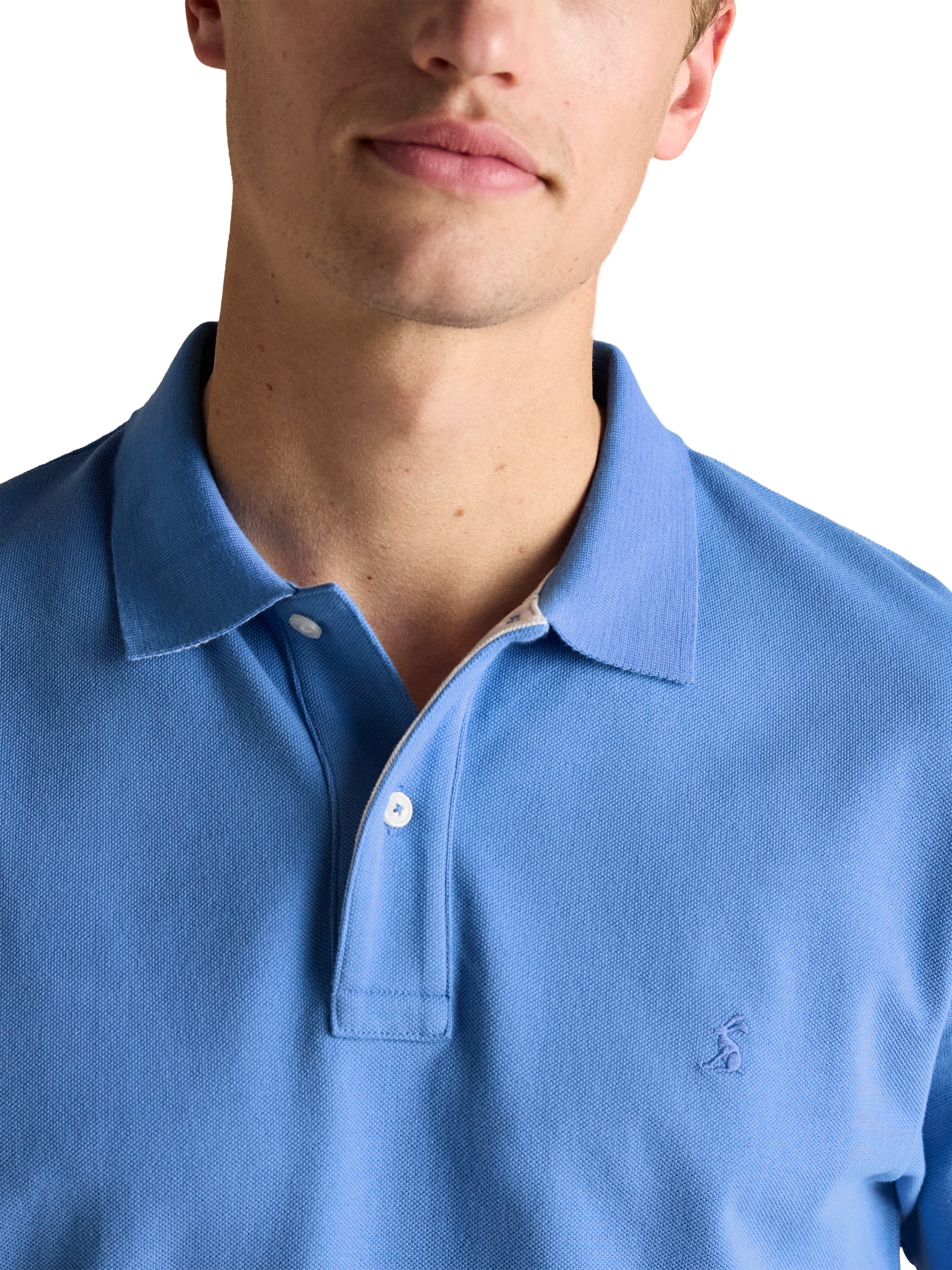 Product image 4 of 7, which shows Joules Embroidered Cotton Polo Shirt, Blue, S Reg