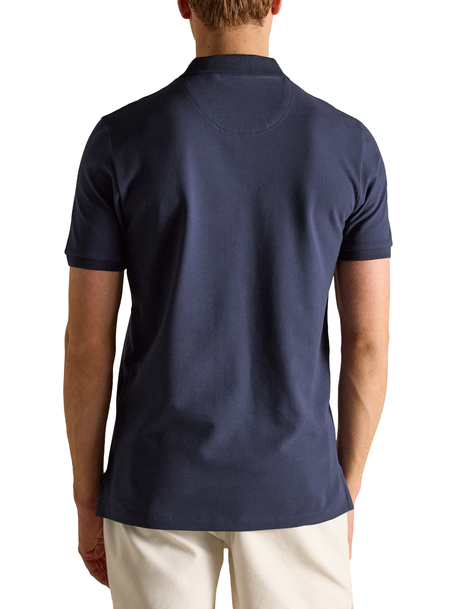 Product image 2 of 8, which shows Joules Cotton Regular Fit Short Sleeve Polo Shirt, Navy, S Reg