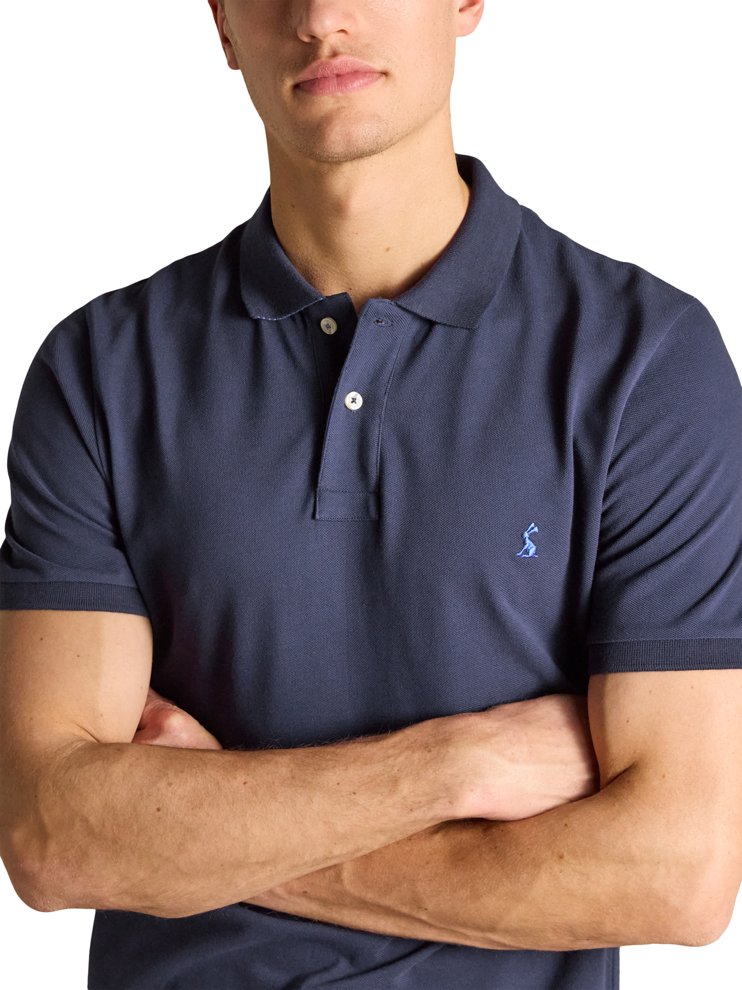 Product image 3 of 8, which shows Joules Cotton Regular Fit Short Sleeve Polo Shirt, Navy, S Reg