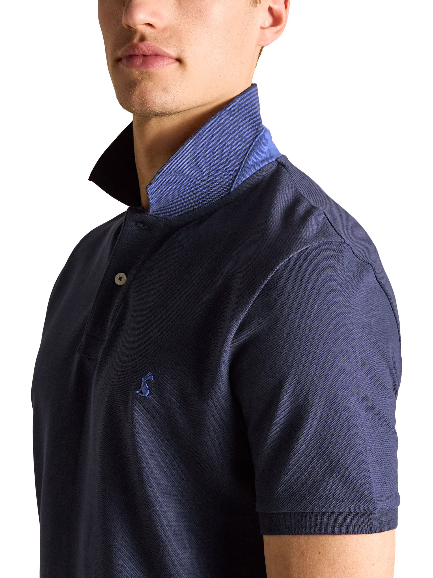 Product image 5 of 8, which shows Joules Cotton Regular Fit Short Sleeve Polo Shirt, Navy, S Reg