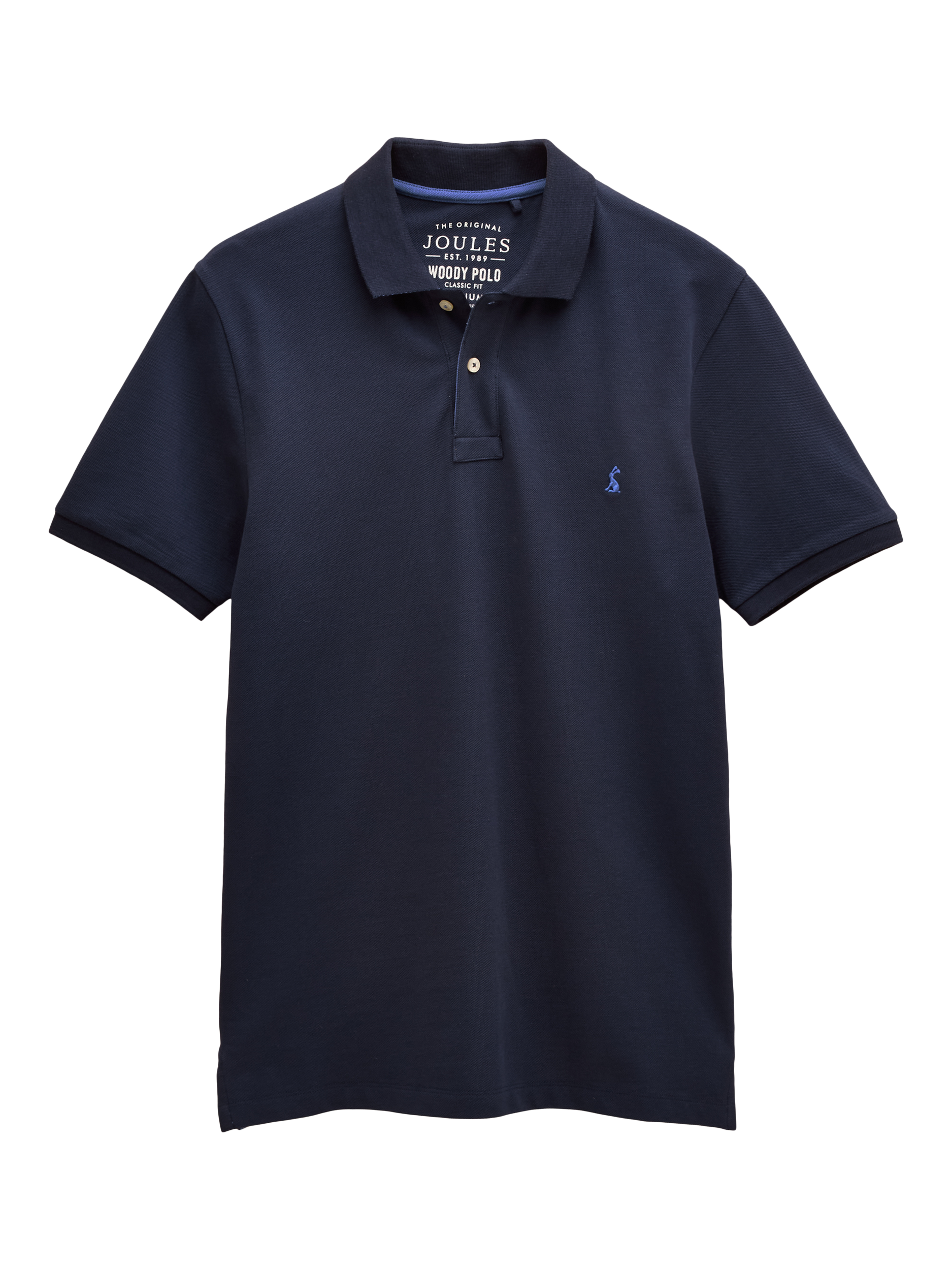 Product image 8 of 8, which shows Joules Cotton Regular Fit Short Sleeve Polo Shirt, Navy, S Reg