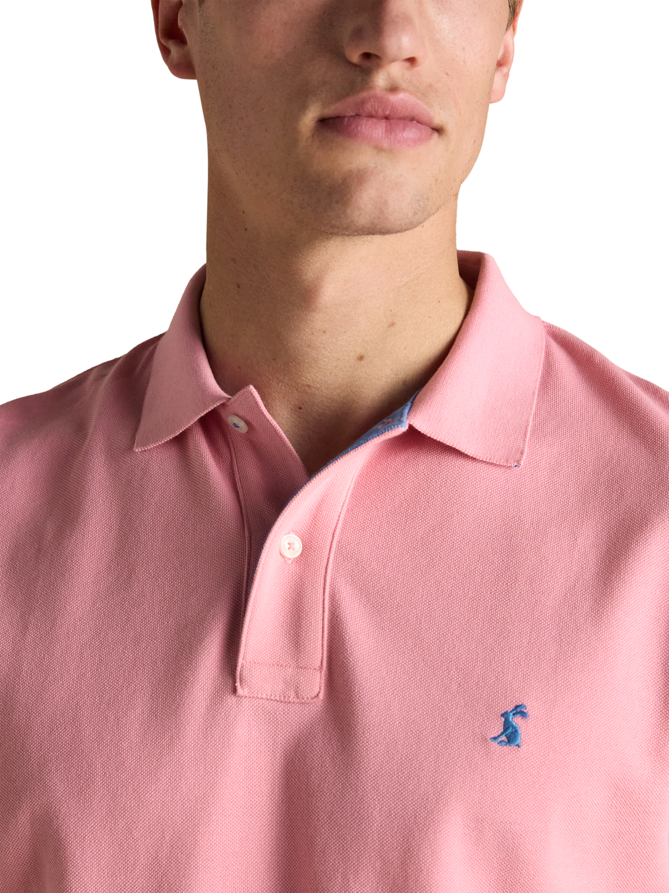 Product image 4 of 7, which shows Joules Embroidered Cotton Polo Shirt, Light Pink, S Reg