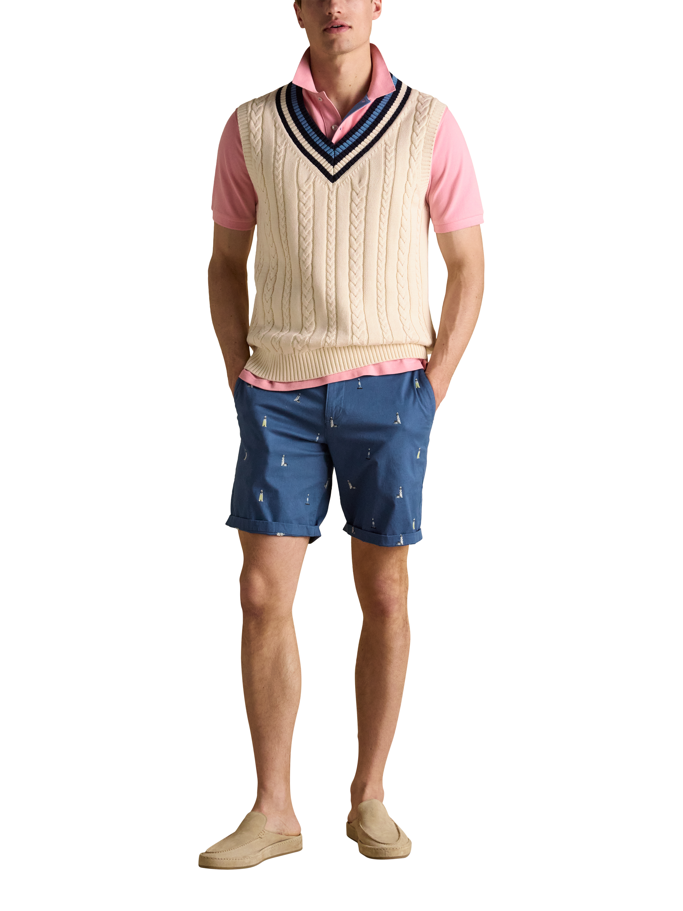 Product image 6 of 7, which shows Joules Embroidered Cotton Polo Shirt, Light Pink, S Reg