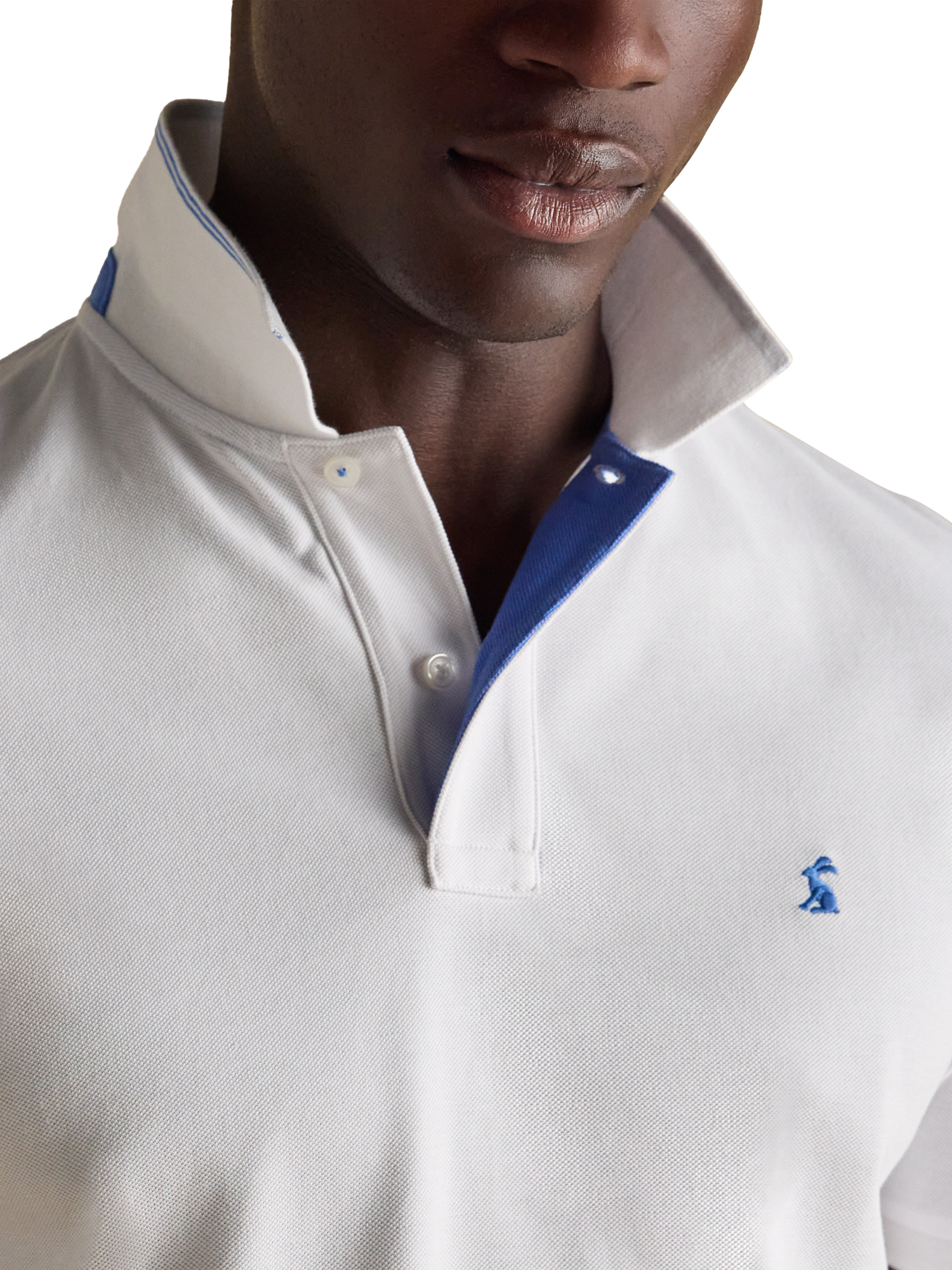 Product image 2 of 7, which shows Joules Cotton Regular Fit Short Sleeve Polo Shirt, Chalk, S Reg
