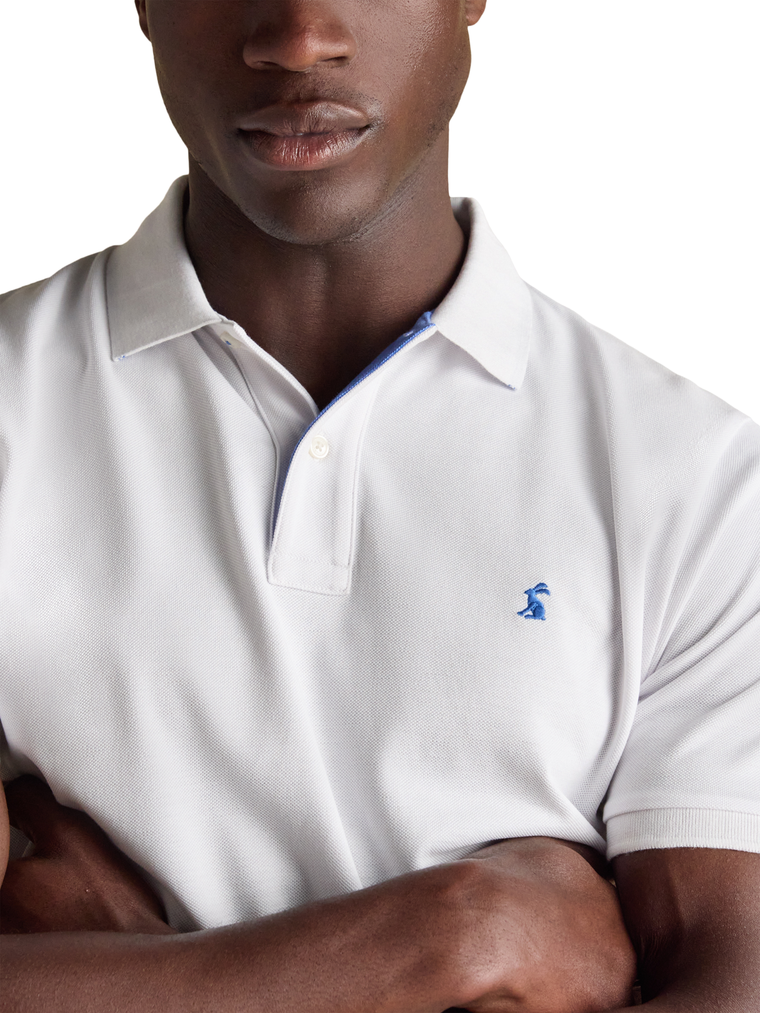 Product image 3 of 7, which shows Joules Cotton Regular Fit Short Sleeve Polo Shirt, Chalk, S Reg