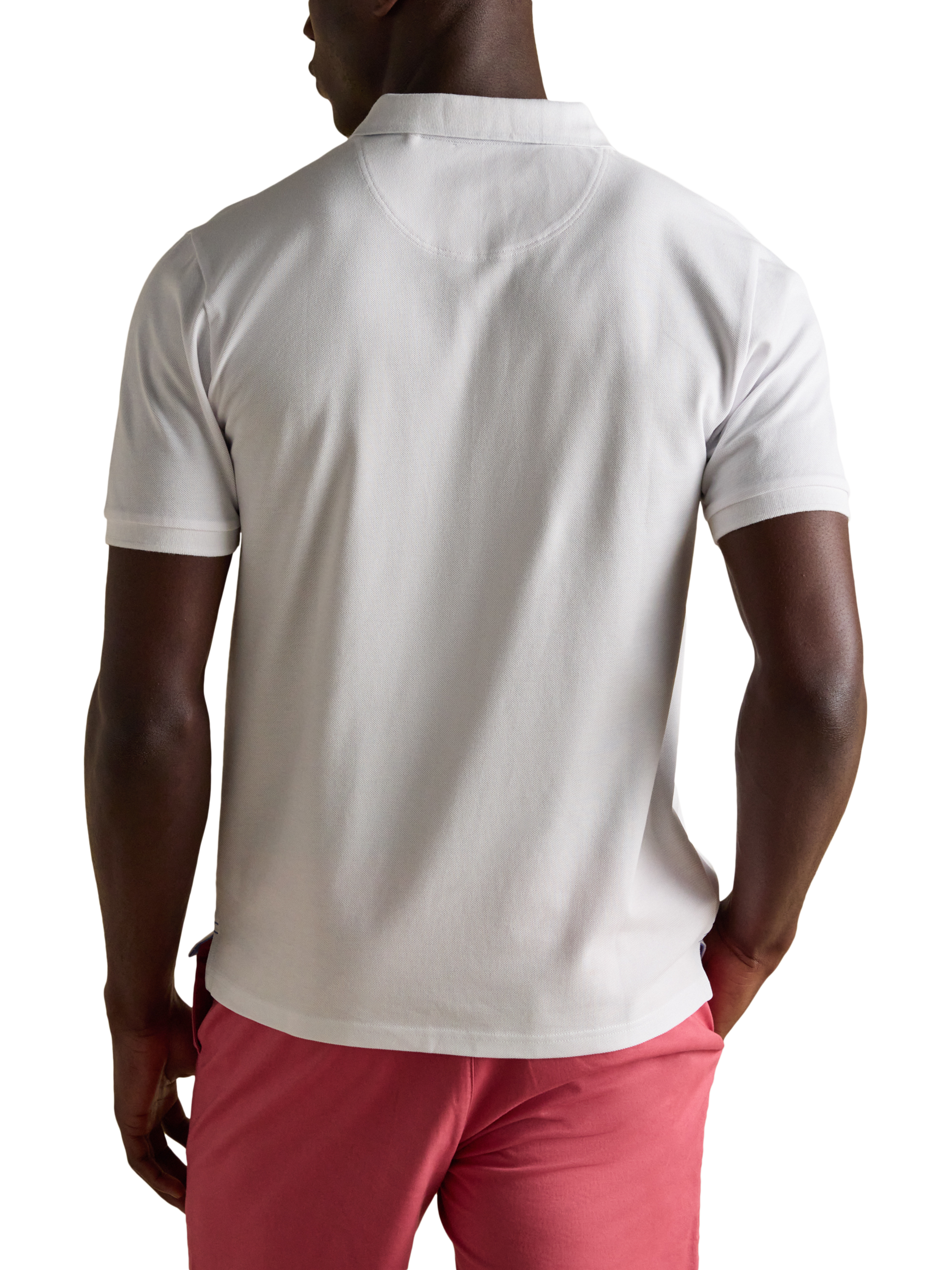 Product image 5 of 7, which shows Joules Cotton Regular Fit Short Sleeve Polo Shirt, Chalk, S Reg