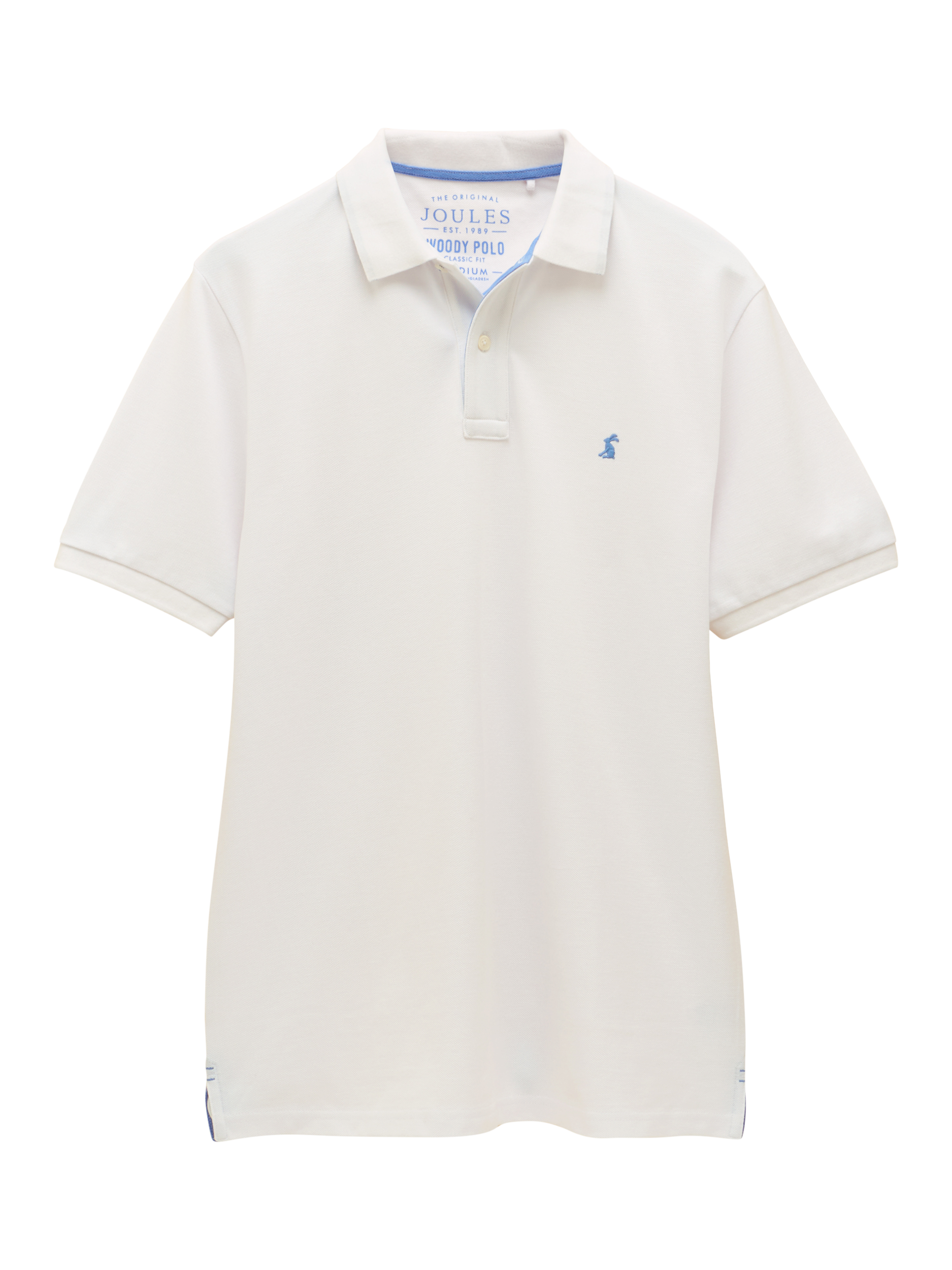 Product image 6 of 7, which shows Joules Cotton Regular Fit Short Sleeve Polo Shirt, Chalk, S Reg