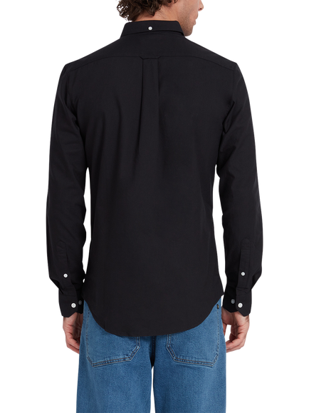 Farah Brewer Cotton Slim Fit Logo Shirt, Black - view 2, Black