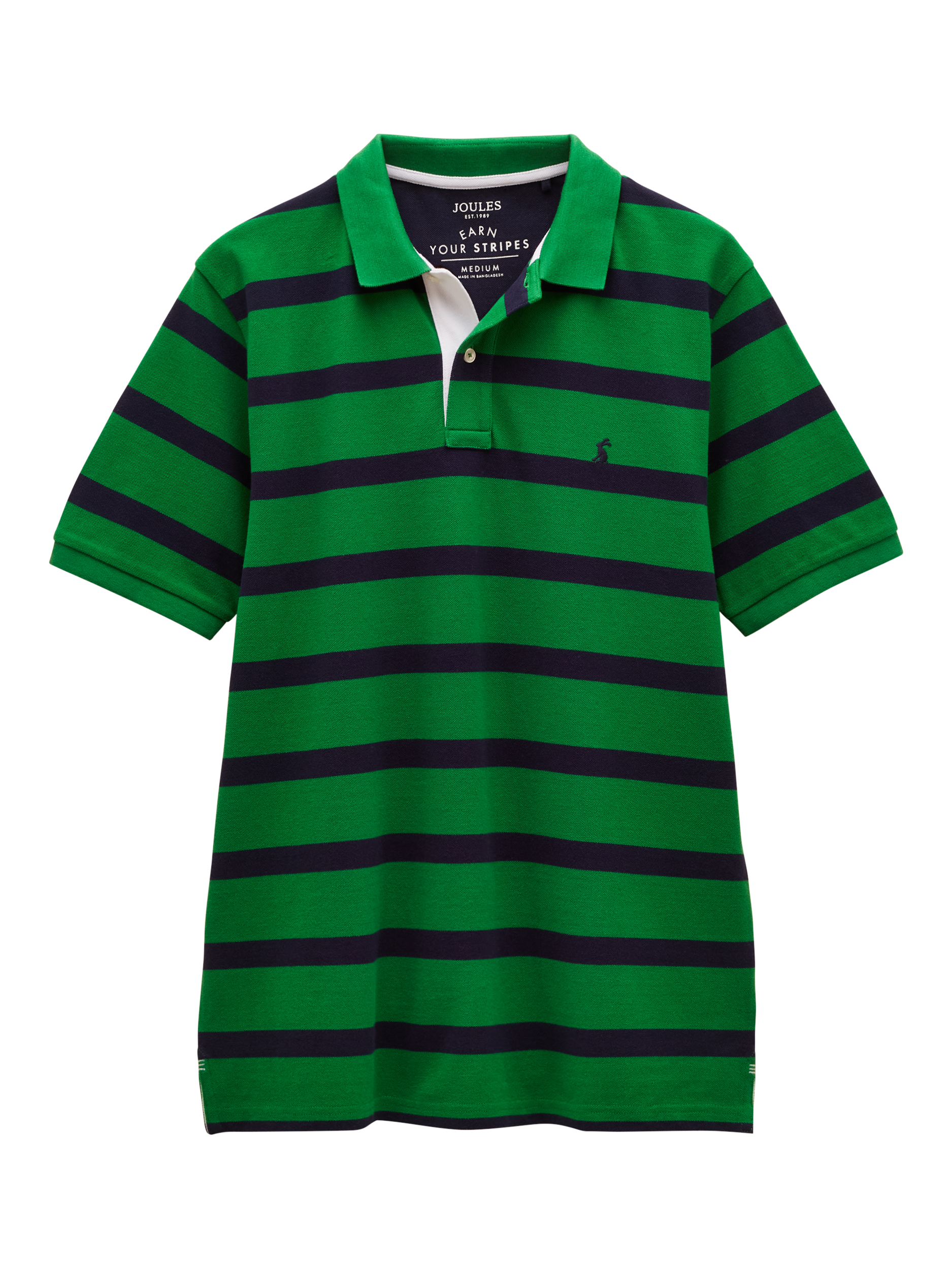 Product image 7 of 8, which shows Joules Stripe Cotton Polo Shirt, Green/Multi, S