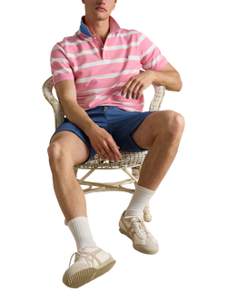Joules Stripe Cotton Polo Shirt - view 2, Pink