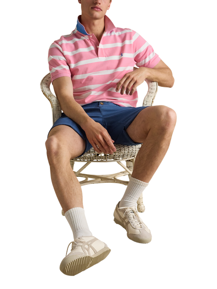 Joules Stripe Cotton Polo Shirt - view 2, Pink