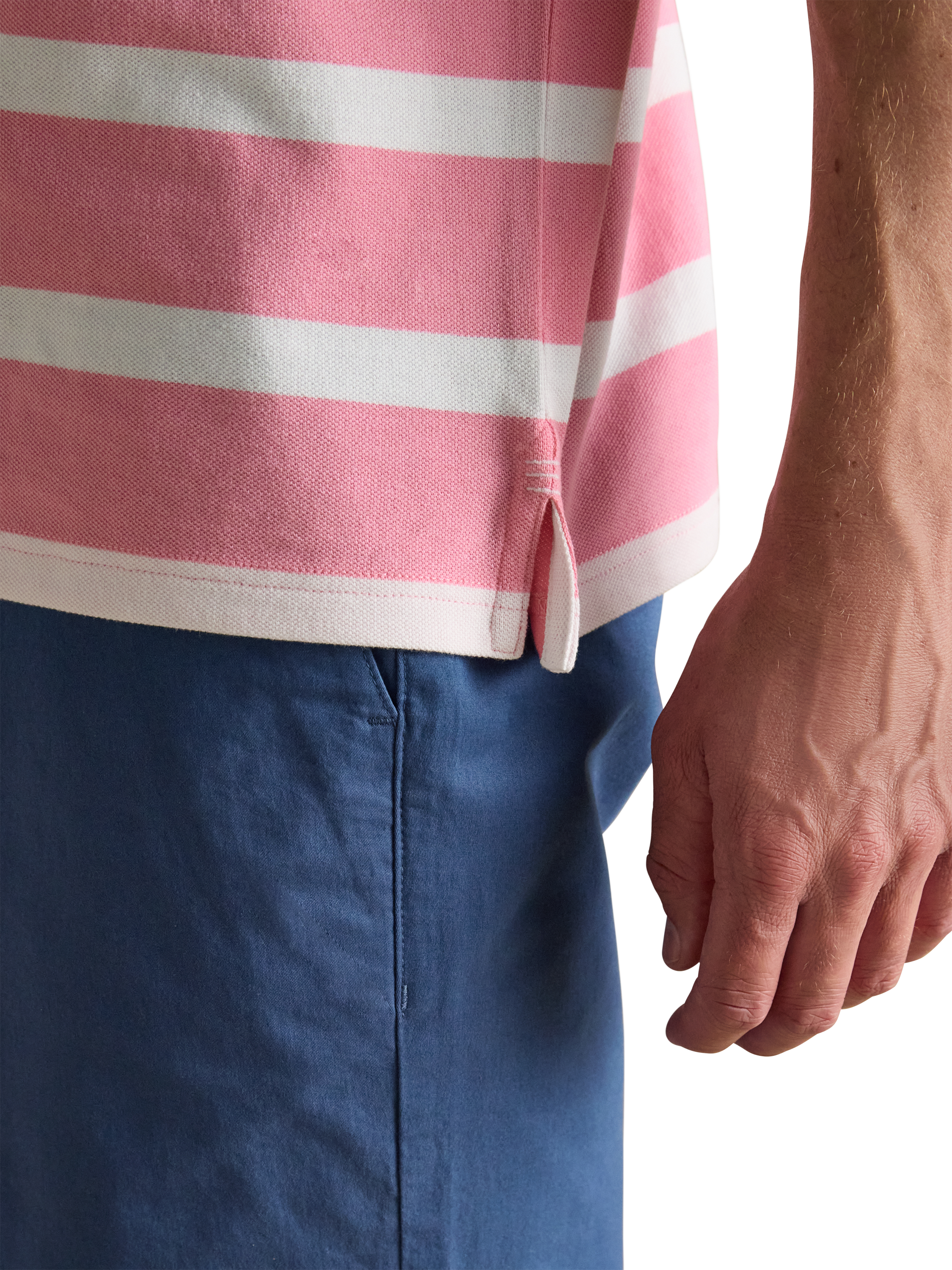Product image 5 of 8, which shows Joules Stripe Cotton Polo Shirt, Pink, S