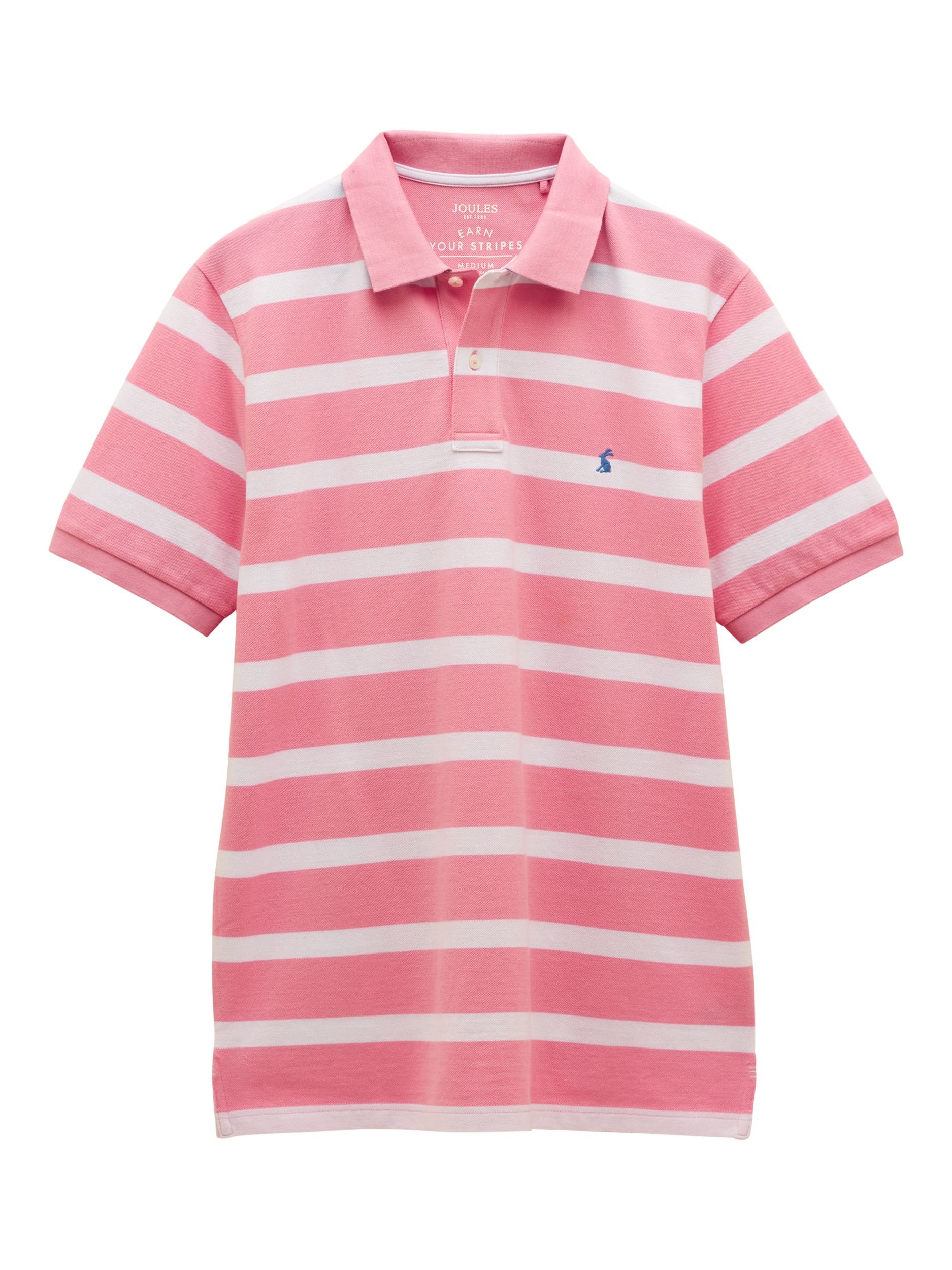 Product image 7 of 8, which shows Joules Stripe Cotton Polo Shirt, Pink, S