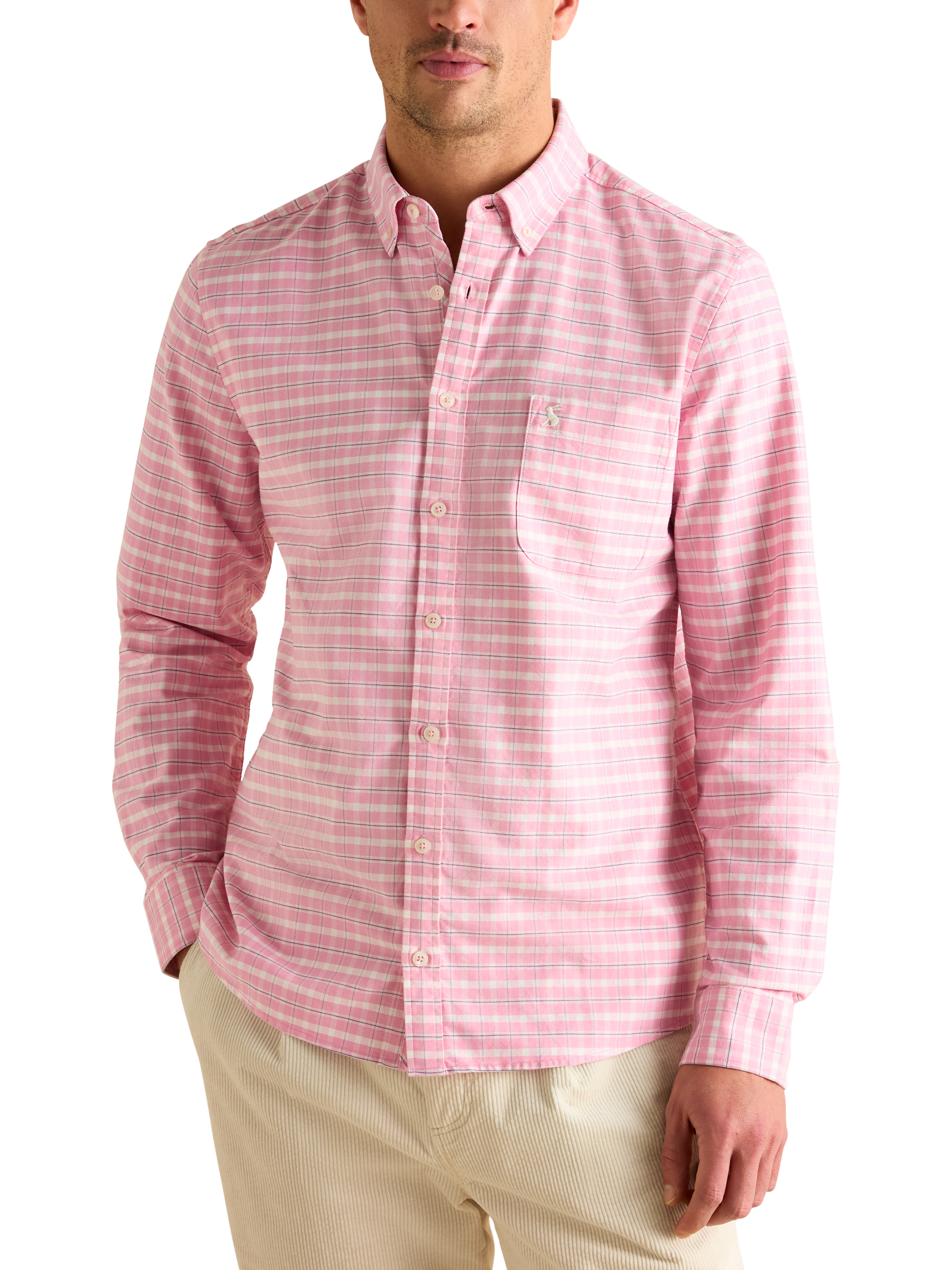 Joules Cotton Check Long Sleeve Shirt, Pink/Multi