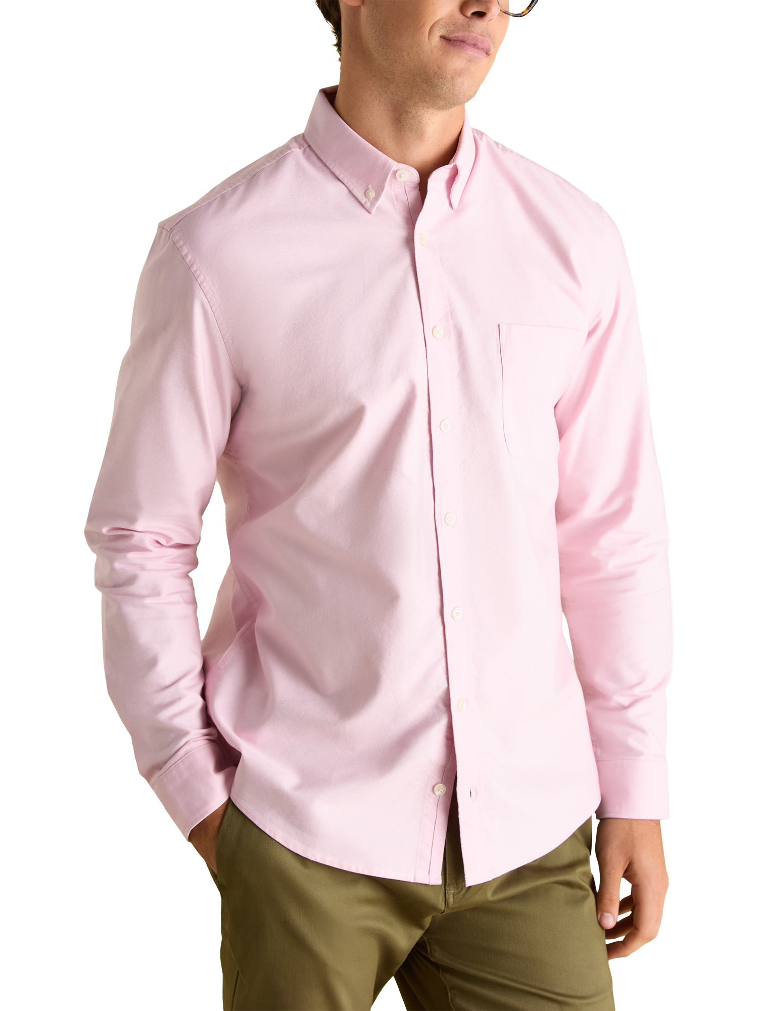 Product image 1 of 7, which shows Joules Cotton Long Sleeve Button Down Shirt, Pink, S Reg