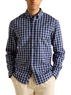 Joules Check Cotton Blend Shirt, Blue/Multi