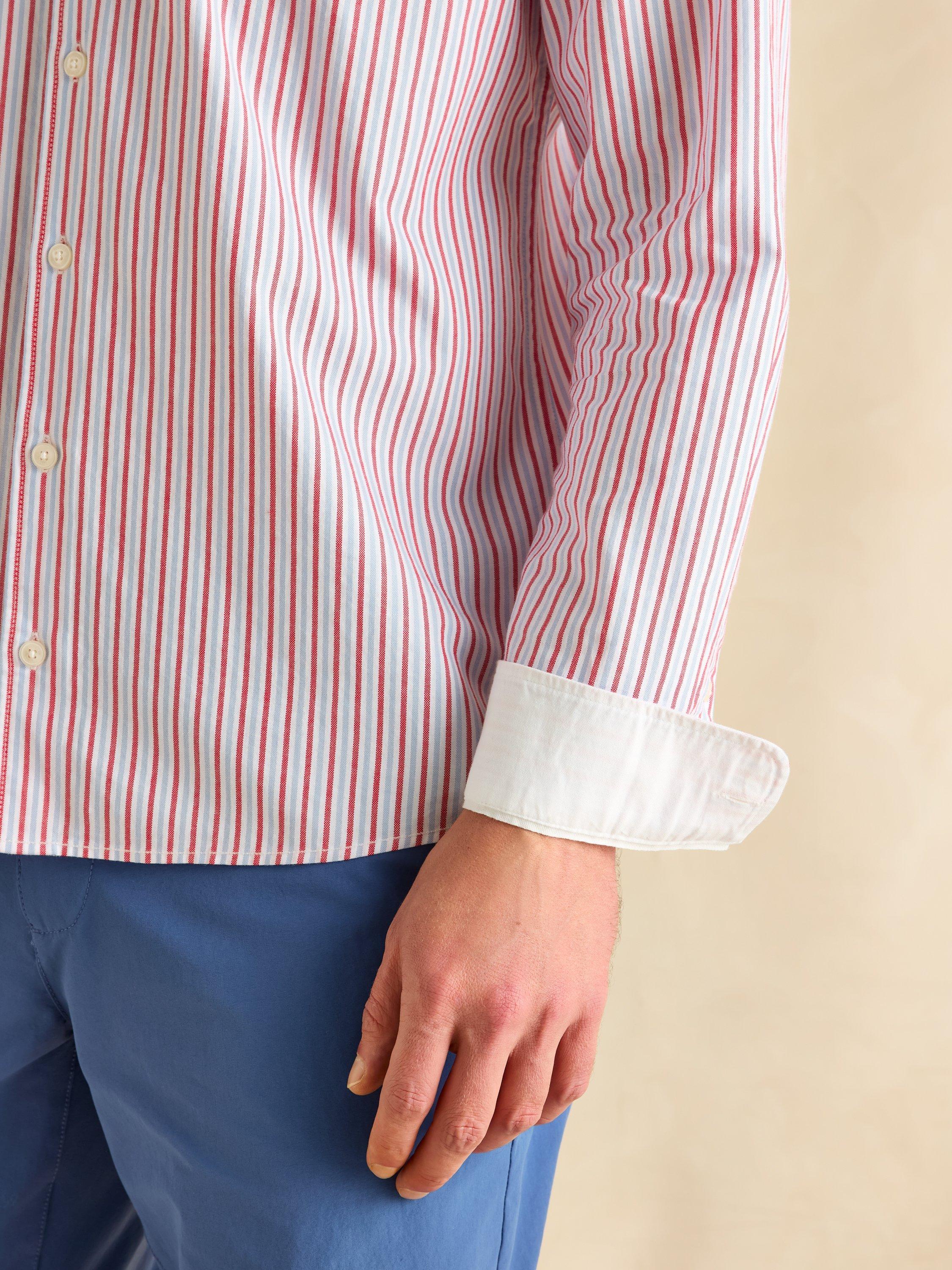 Product image 8 of 8, which shows Joules Classic Fit Striped Cotton Shirt, Red/Multi, S Reg